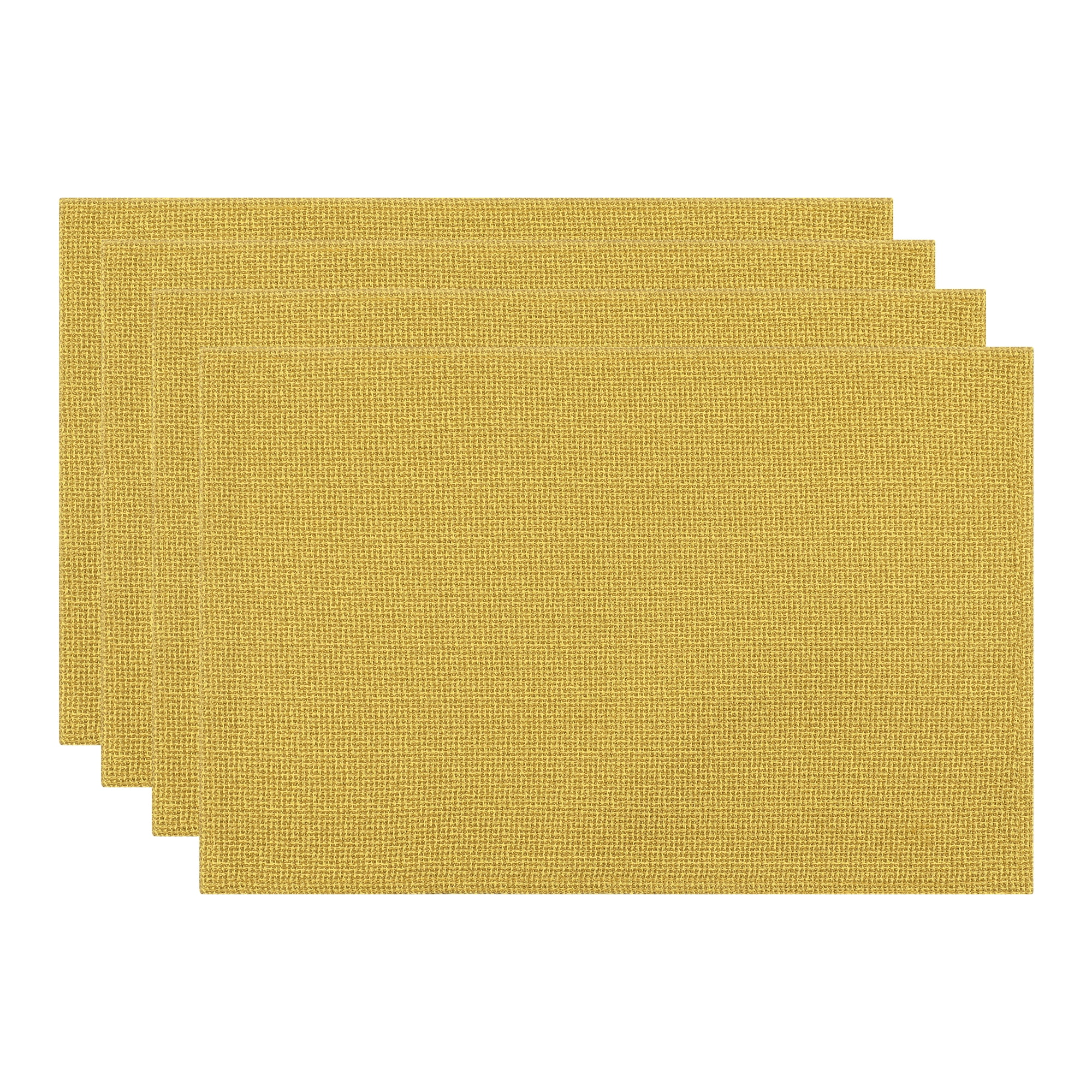 Unique Bargains Cotton and Linen 4Pcs Rustic Table Mats Golden Yellow 18.1x11.8inch