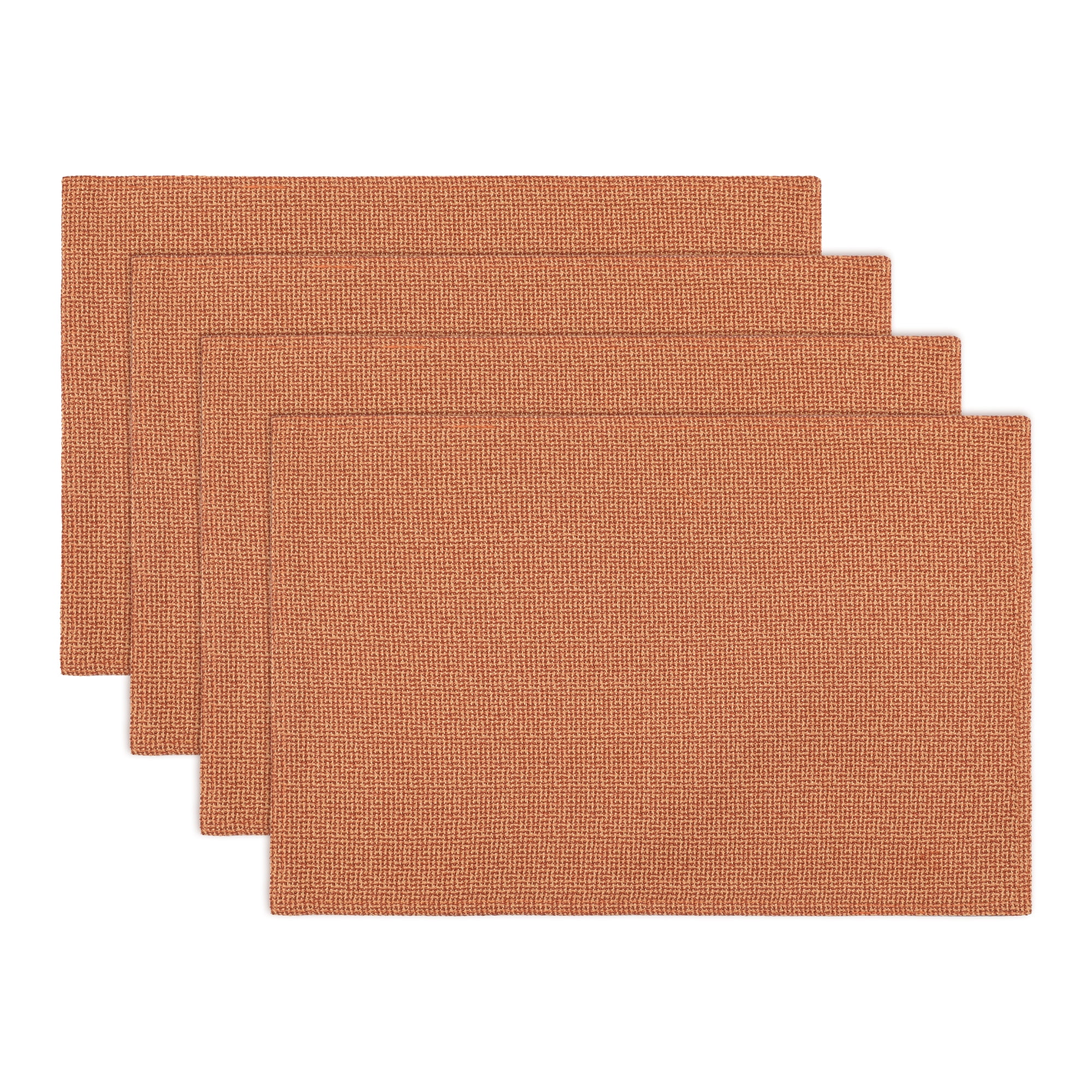 Unique Bargains Cotton and Linen 4Pcs Rustic Table Mats Orange 18.1x11.8inch