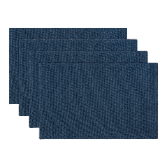 Unique Bargains Cotton and Linen 4Pcs Rustic Table Mats Royal Blue 18.1x11.8inch
