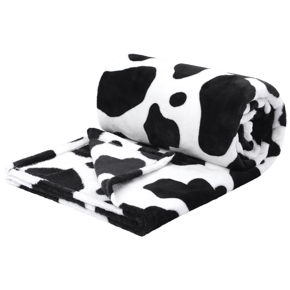 Unique Bargains Cow Printed Soft Lightweight Bed 300GSM Flannel Throw Blanket 39" x 51"