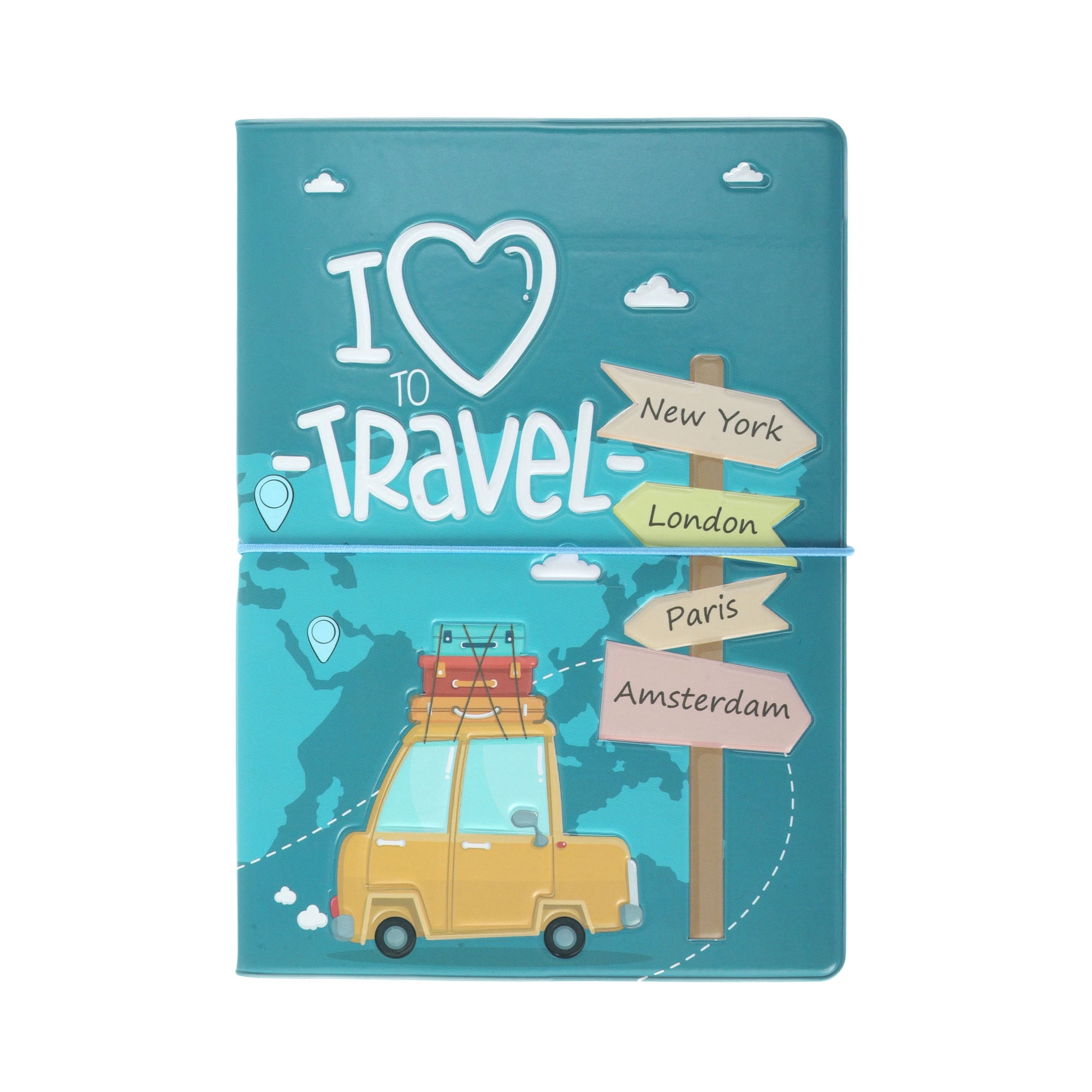 Unique Bargains Creative Cartoon Heart Passport Holder 1 Pc Blue