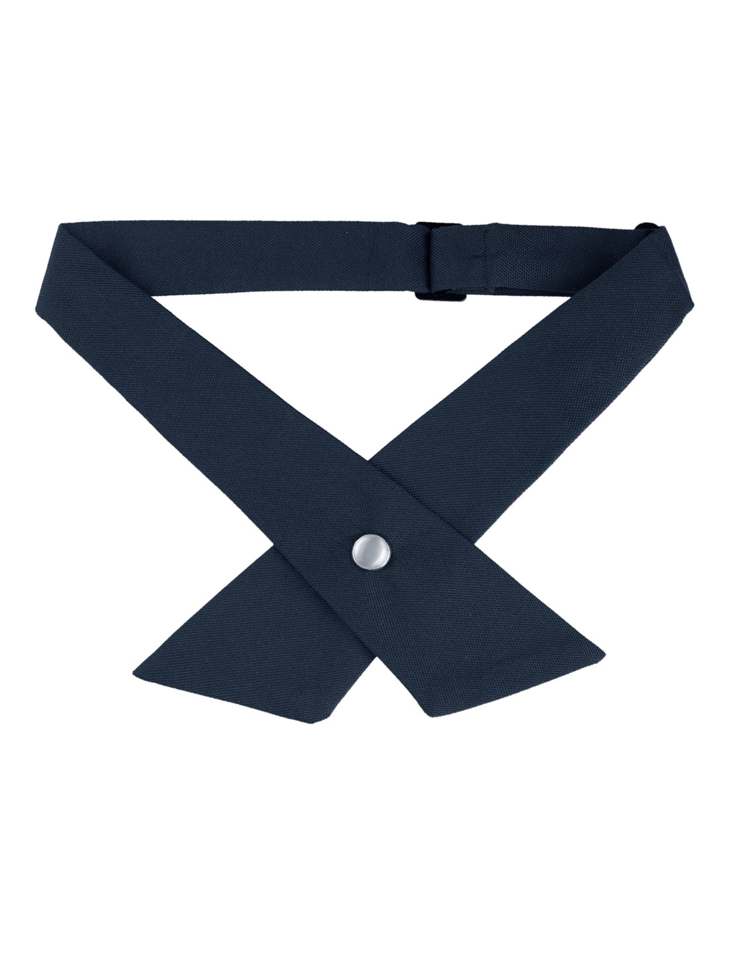 Unique Bargains Criss-Cross Bowtie School Uniform Solid Snap Button Neck Tie for Women Blue