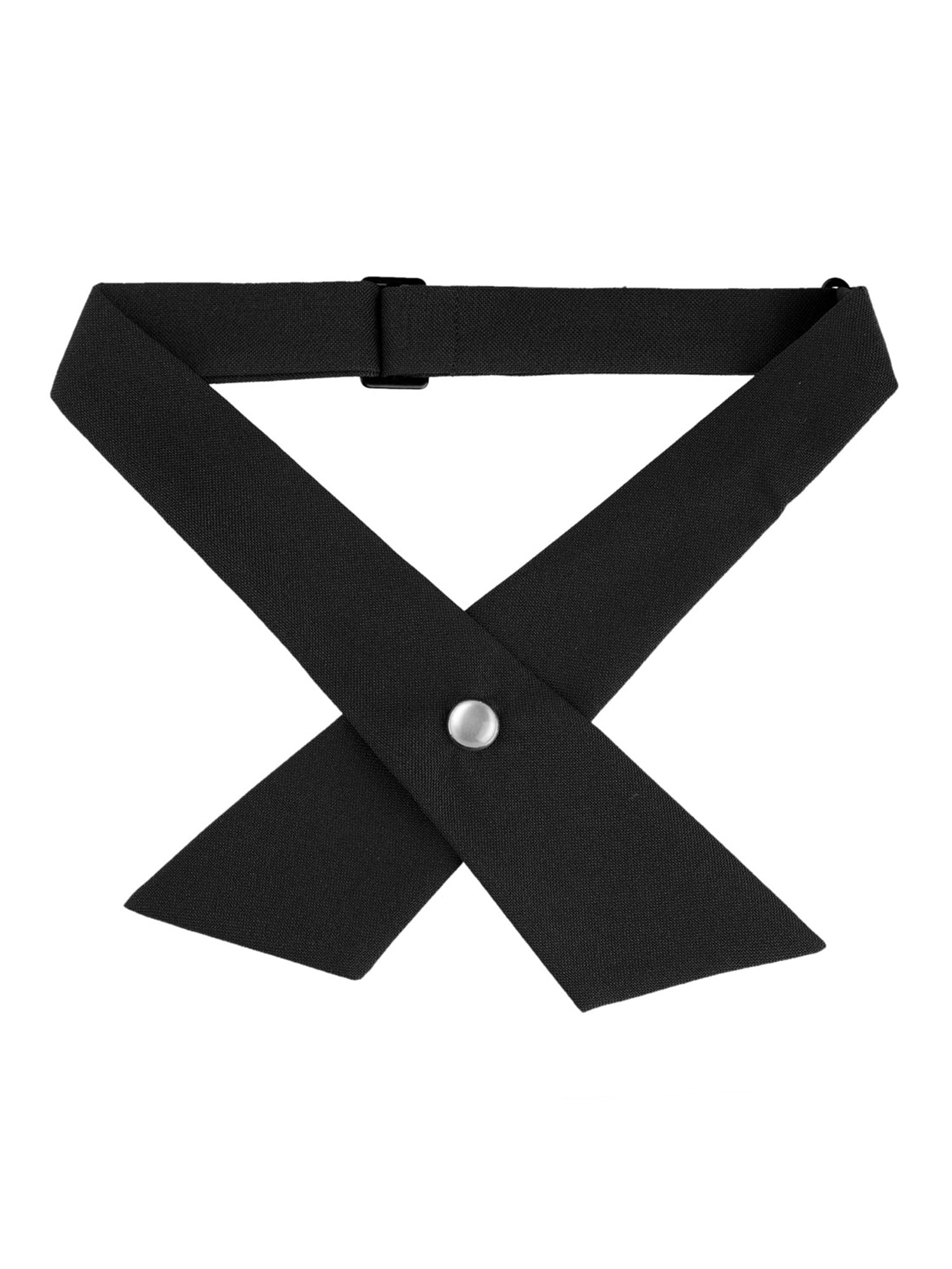Unique Bargains Criss-Cross Bowtie School Uniform Solid Snap Button Neck Tie for Women Wine Red