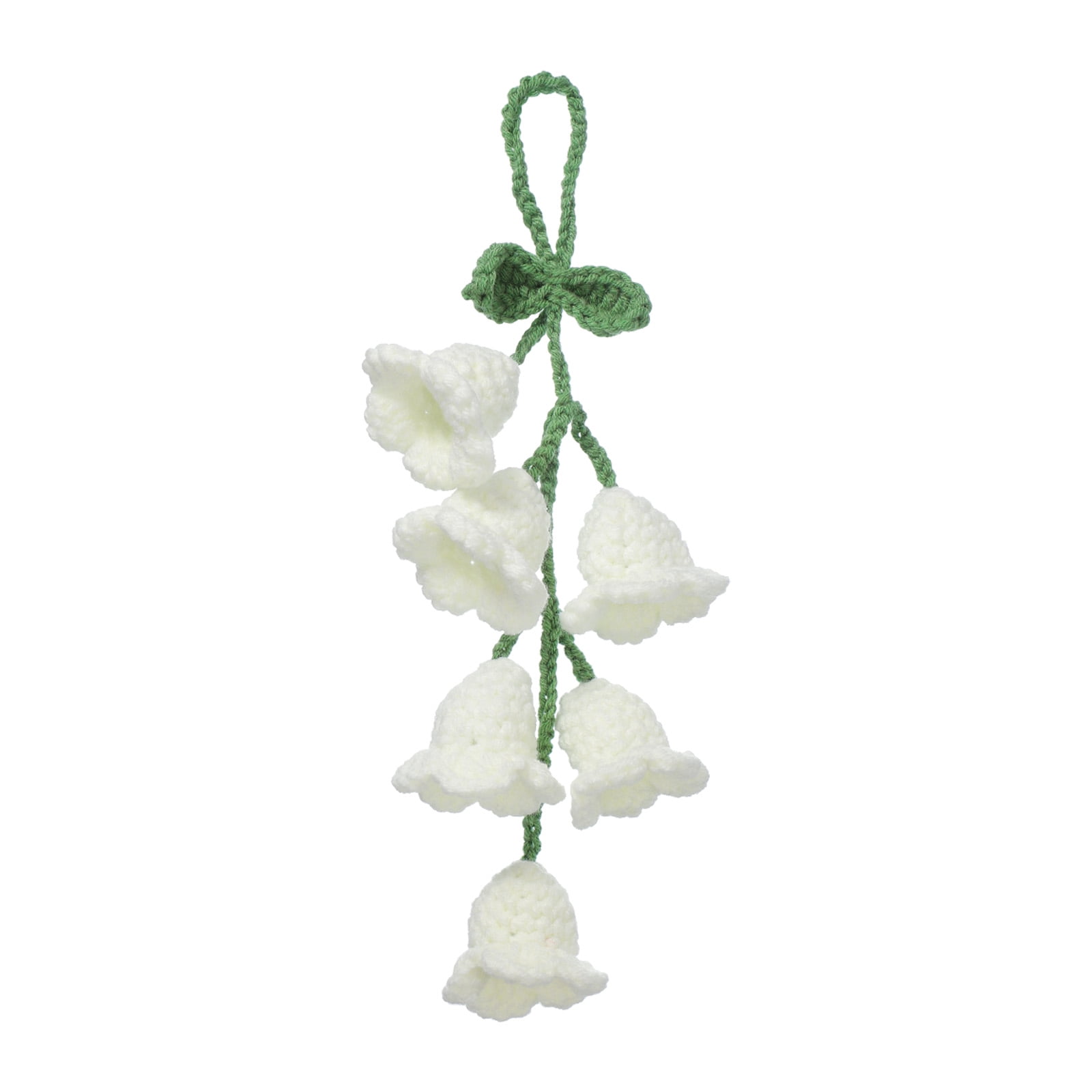 Unique Bargains Crochet Car Hanging Accessory with Cute Tulip Flowers White