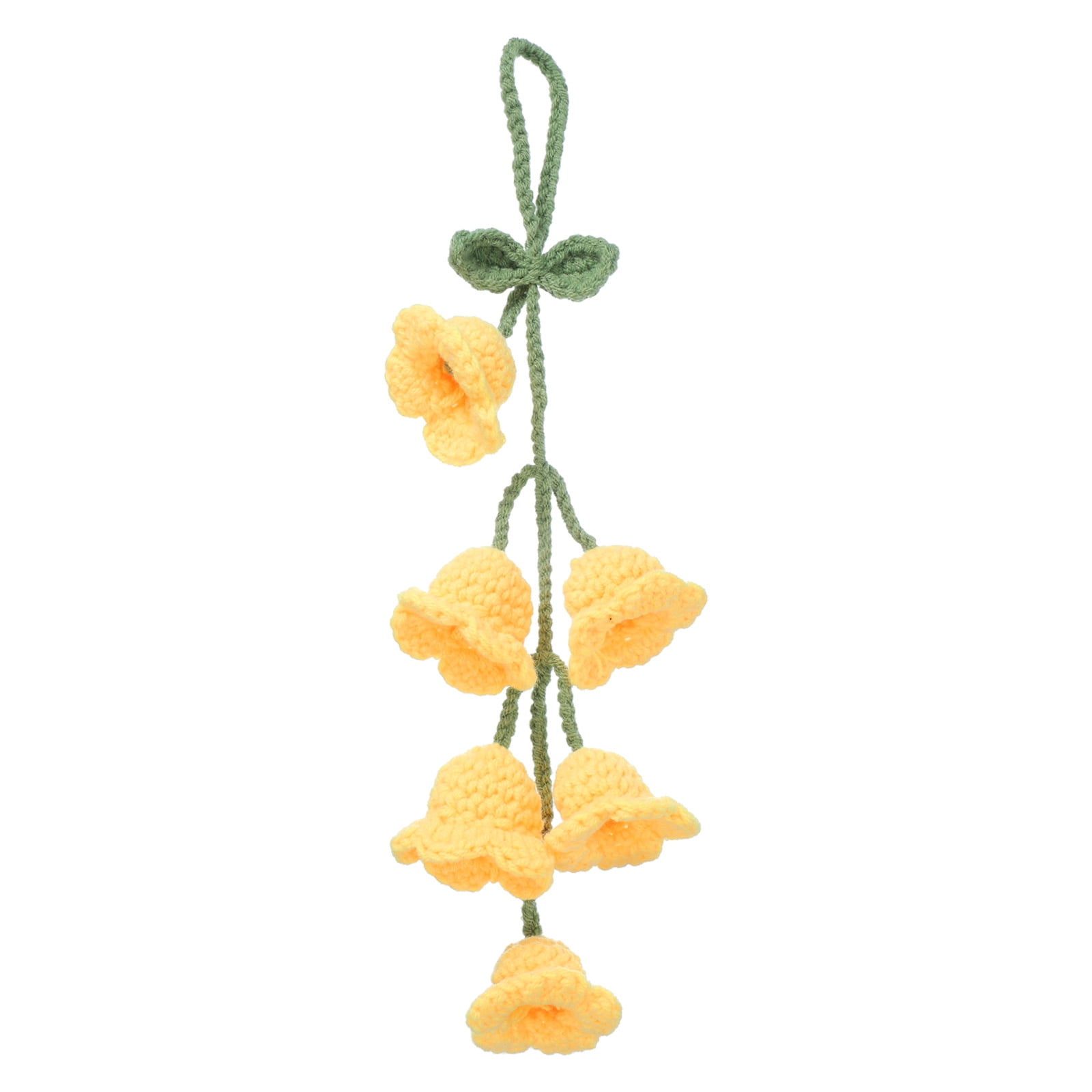 Unique Bargains Crochet Car Hanging Accessory with Cute Tulip Flowers Yellow