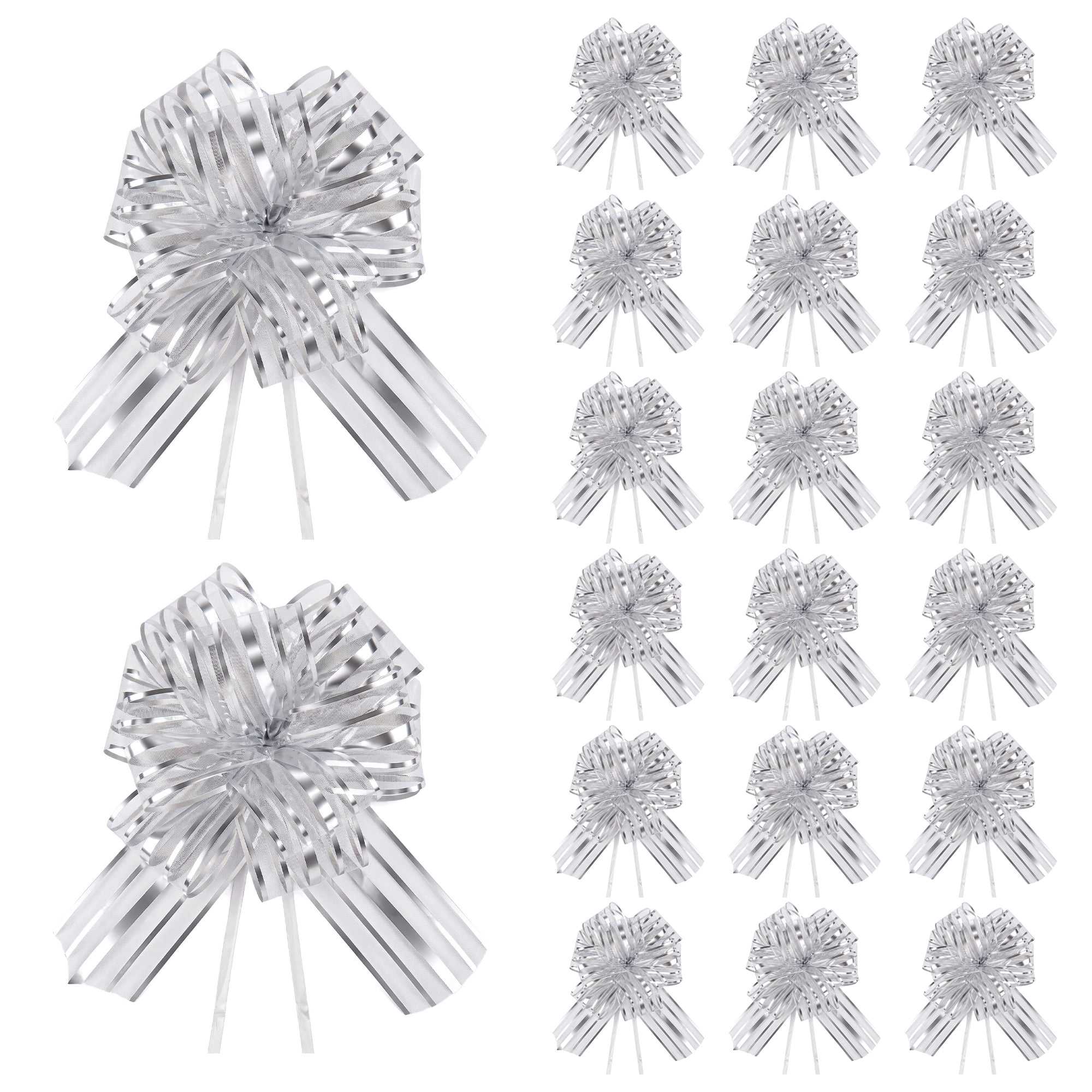 Unique Bargains Crush-Resistant Ribbon Bow for Birthday and Special Occasions Silver