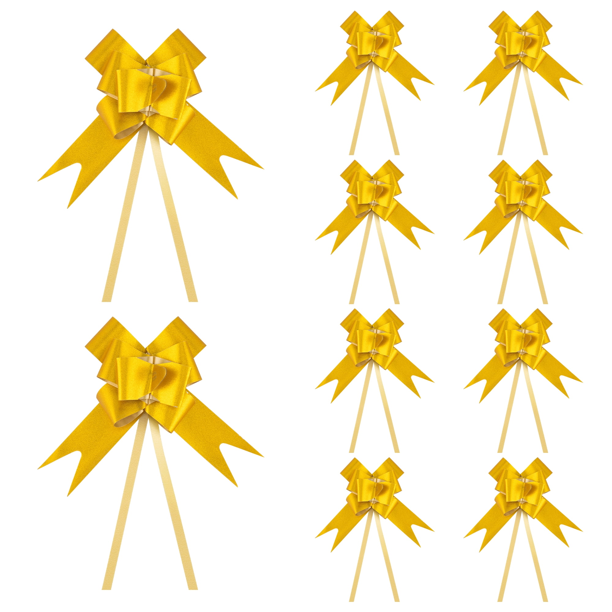 Unique Bargains Crush-resistant Metallic-finish Ribbon Bow for Elegant Gift Wrapping Gold