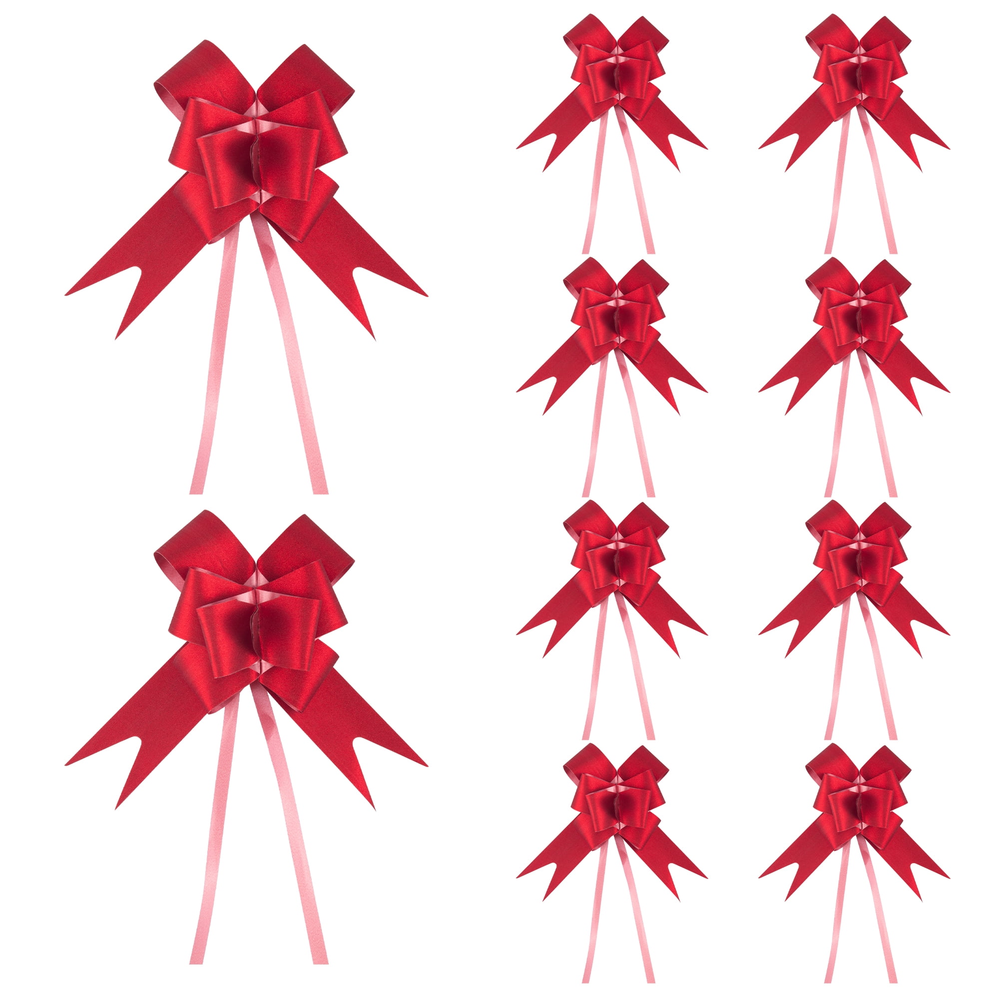 Unique Bargains Crush-resistant Metallic-finish Ribbon Bow for Elegant Gift Wrapping Red