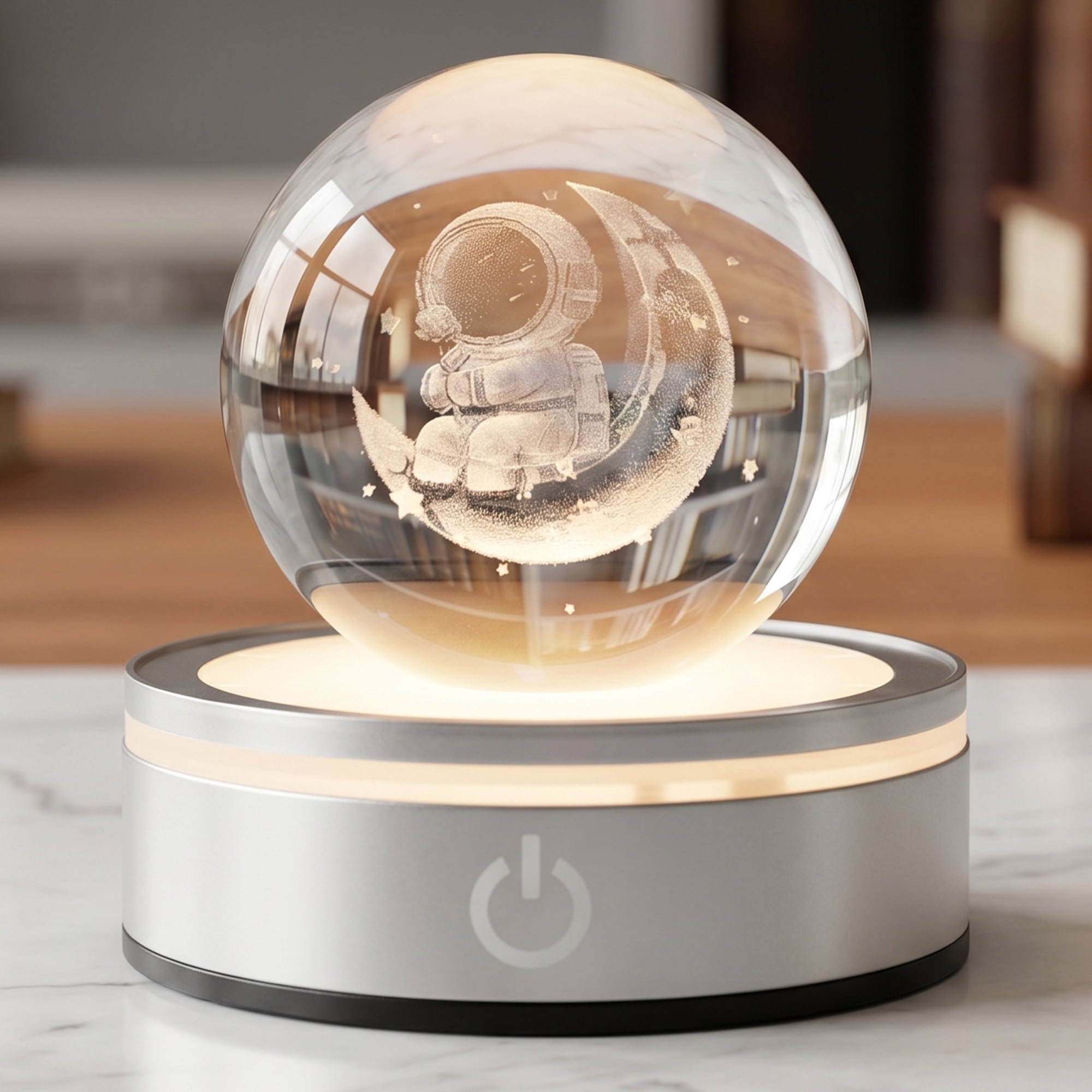 Unique Bargains Crystal Ball Figurine 3D Glass Ornament Blue B 2.4" x 2.4" x 3.3"