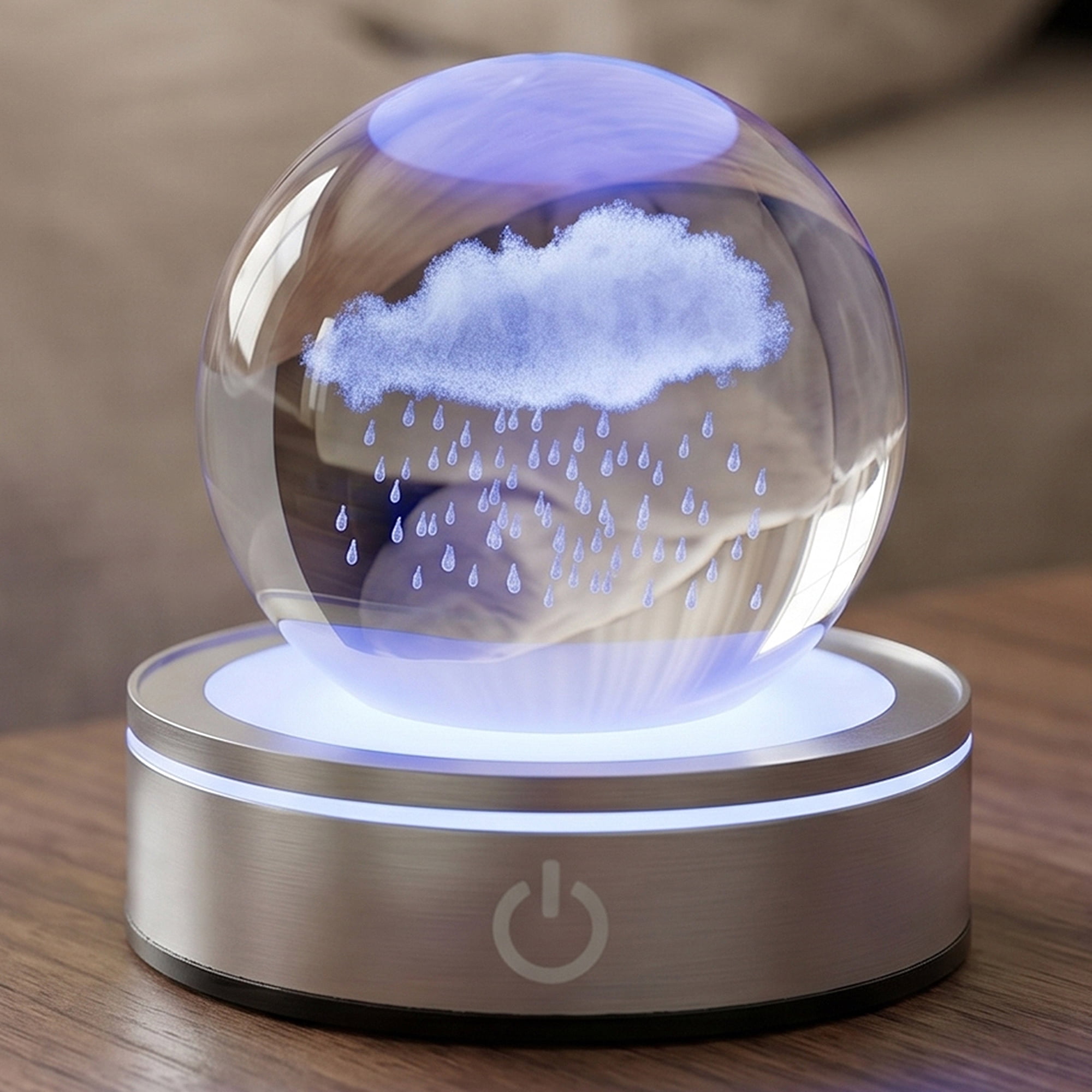 Unique Bargains Crystal Ball Figurine 3D Glass Ornament Blue D 2.4" x 2.4" x 3.3"