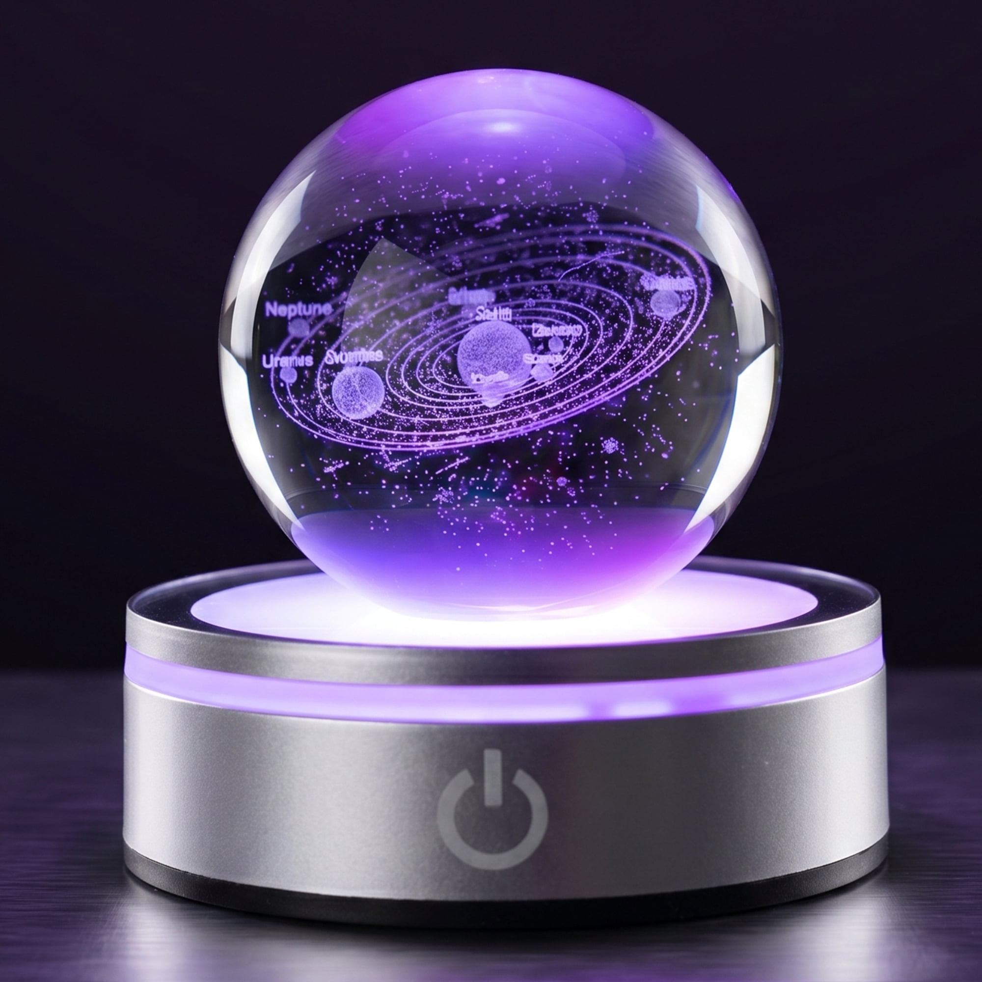 Unique Bargains Crystal Ball Figurine 3D Glass Ornament Purple A 2.4" x 2.4" x 3.3"