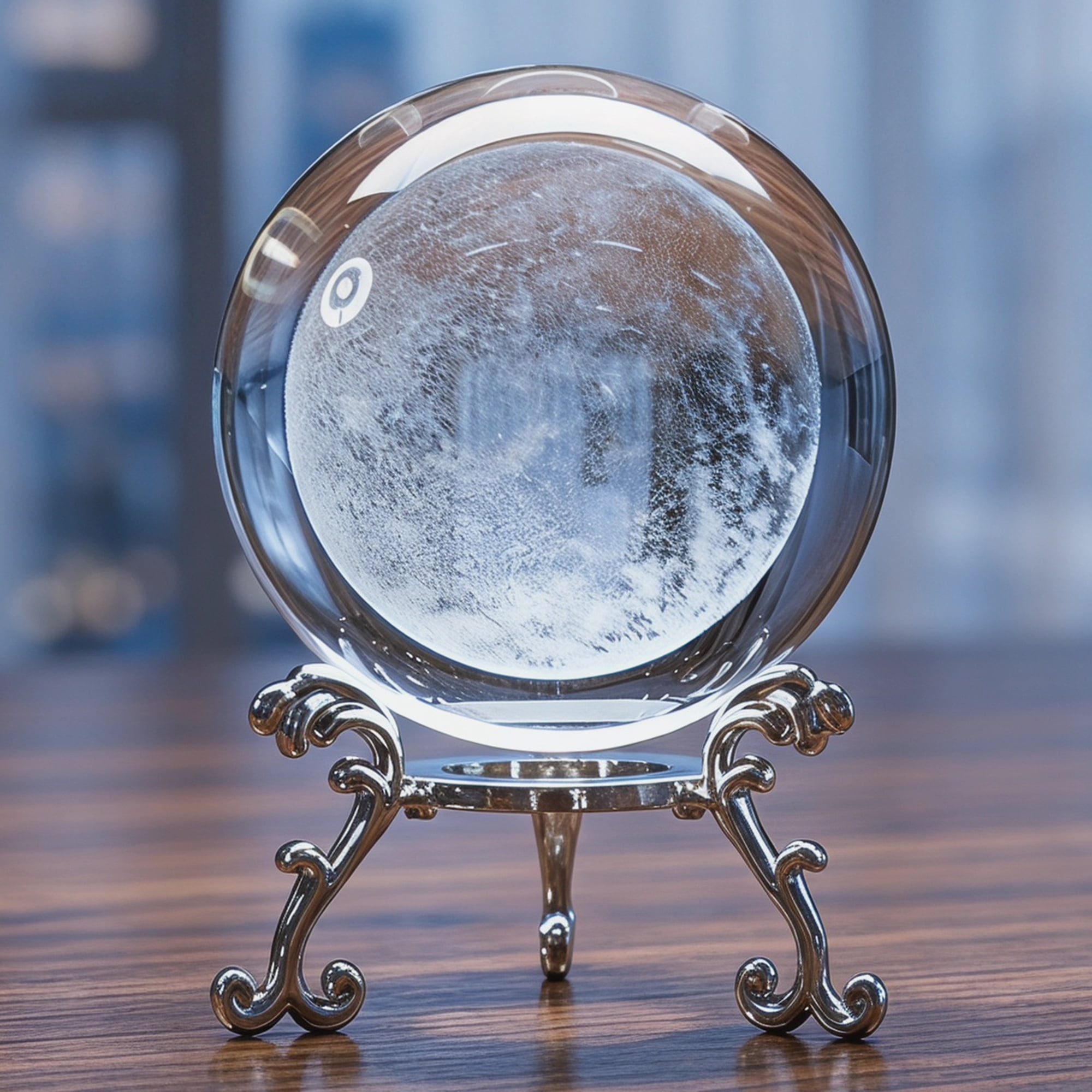 Unique Bargains Crystal Ball Figurine 3D Glass Paperweight with Base Clear Style F