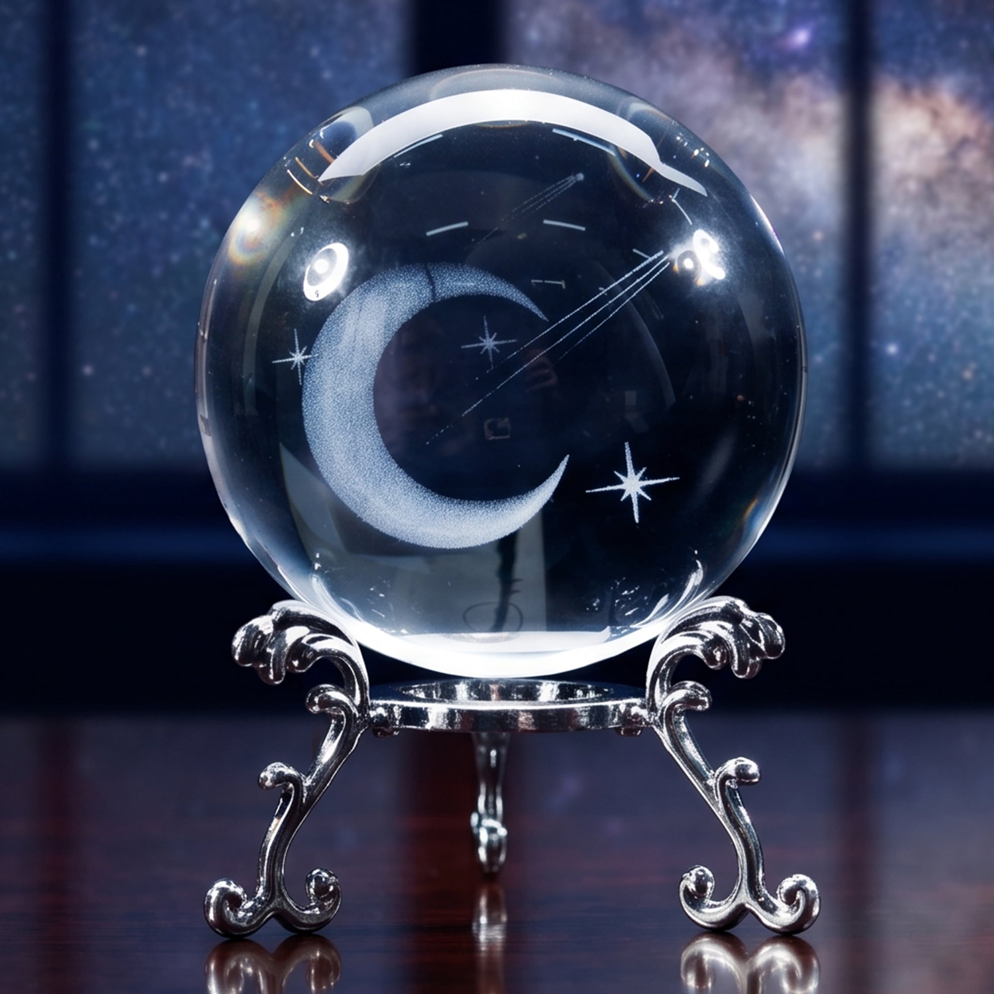 Unique Bargains Crystal Ball Figurine 3D Glass Paperweight with Base Clear Style H