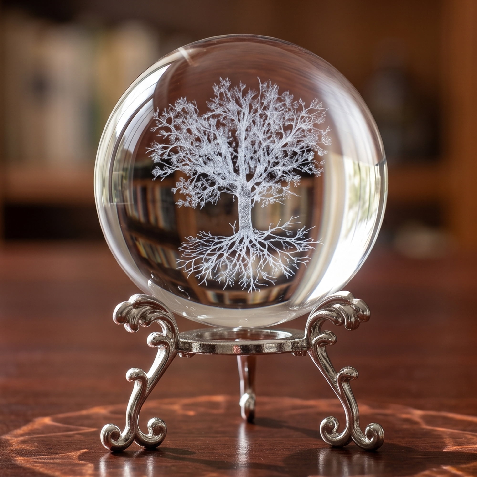 Unique Bargains Crystal Ball Figurine 3D Glass Paperweight with Base Clear Style I