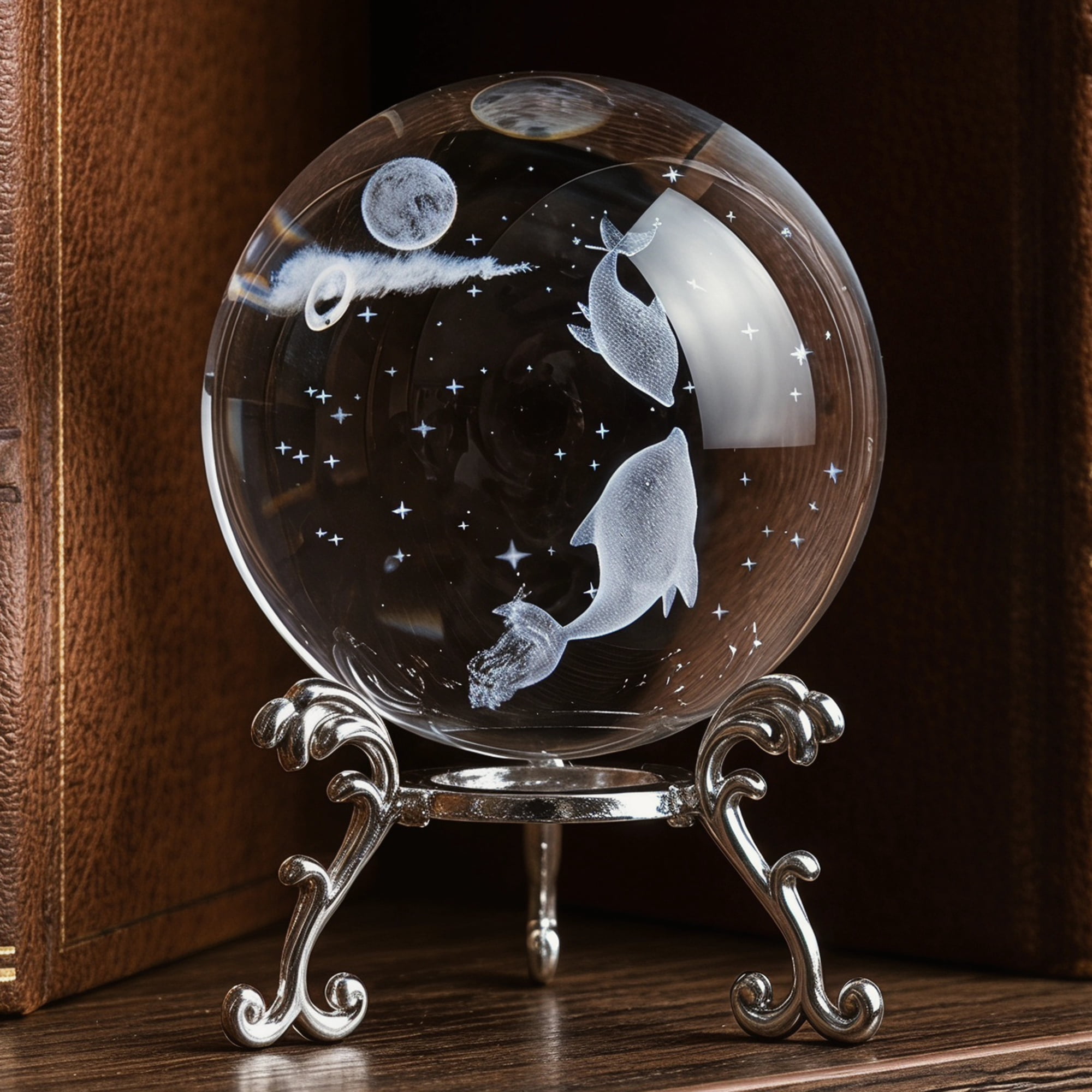 Unique Bargains Crystal Ball Figurine 3D Glass Paperweight with Base Clear Style M