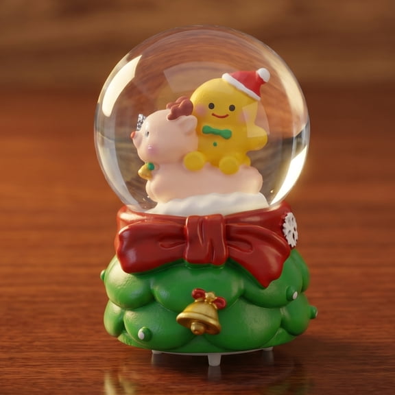 Unique Bargains Crystal Ball Shatterproof LED Glitter Globe Green C 2.6" x 2.6" x 3.7"