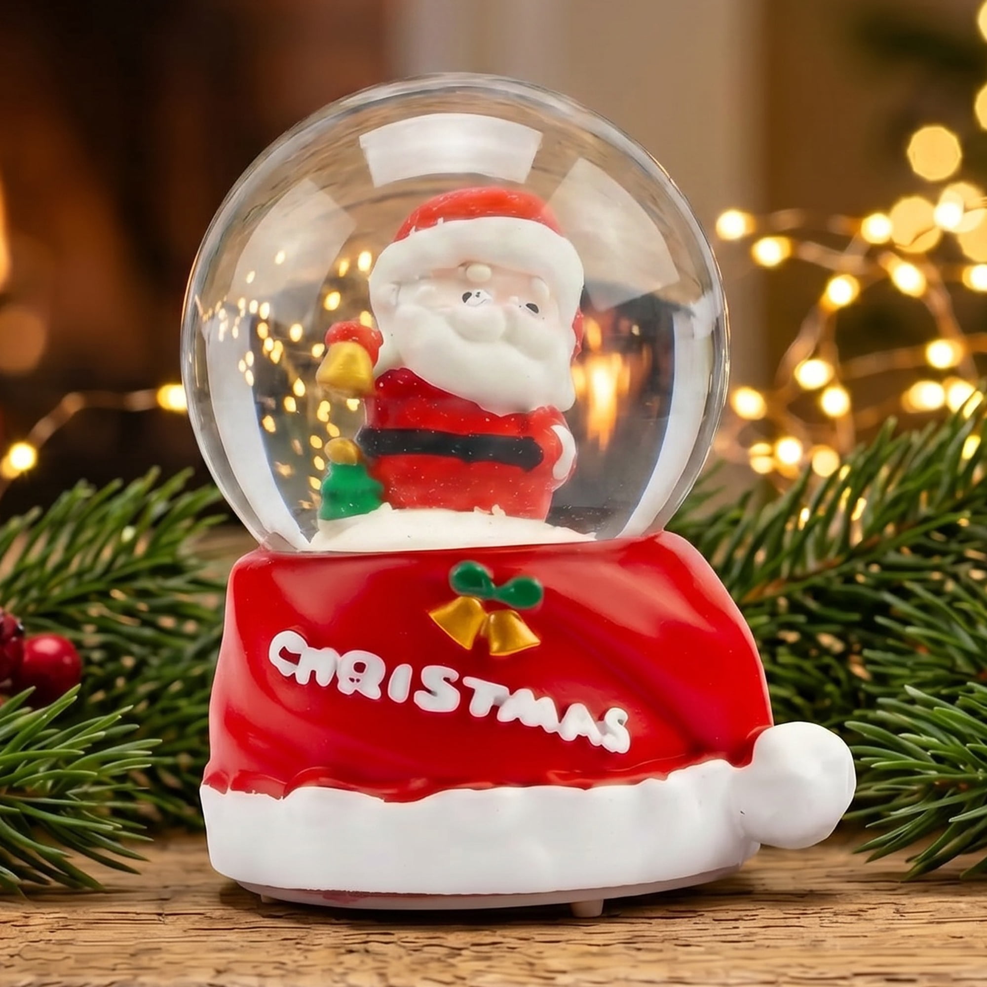Unique Bargains Crystal Ball Shatterproof LED Glitter Snow Globe Red D 2.6" x 2.6" x 3.7"