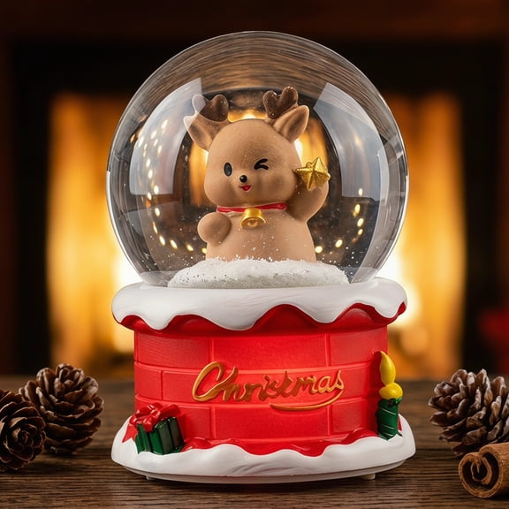 Unique Bargains Crystal Ball Shatterproof LED Glitter Snow Globe Red E 2.6" x 2.6" x 3.7"