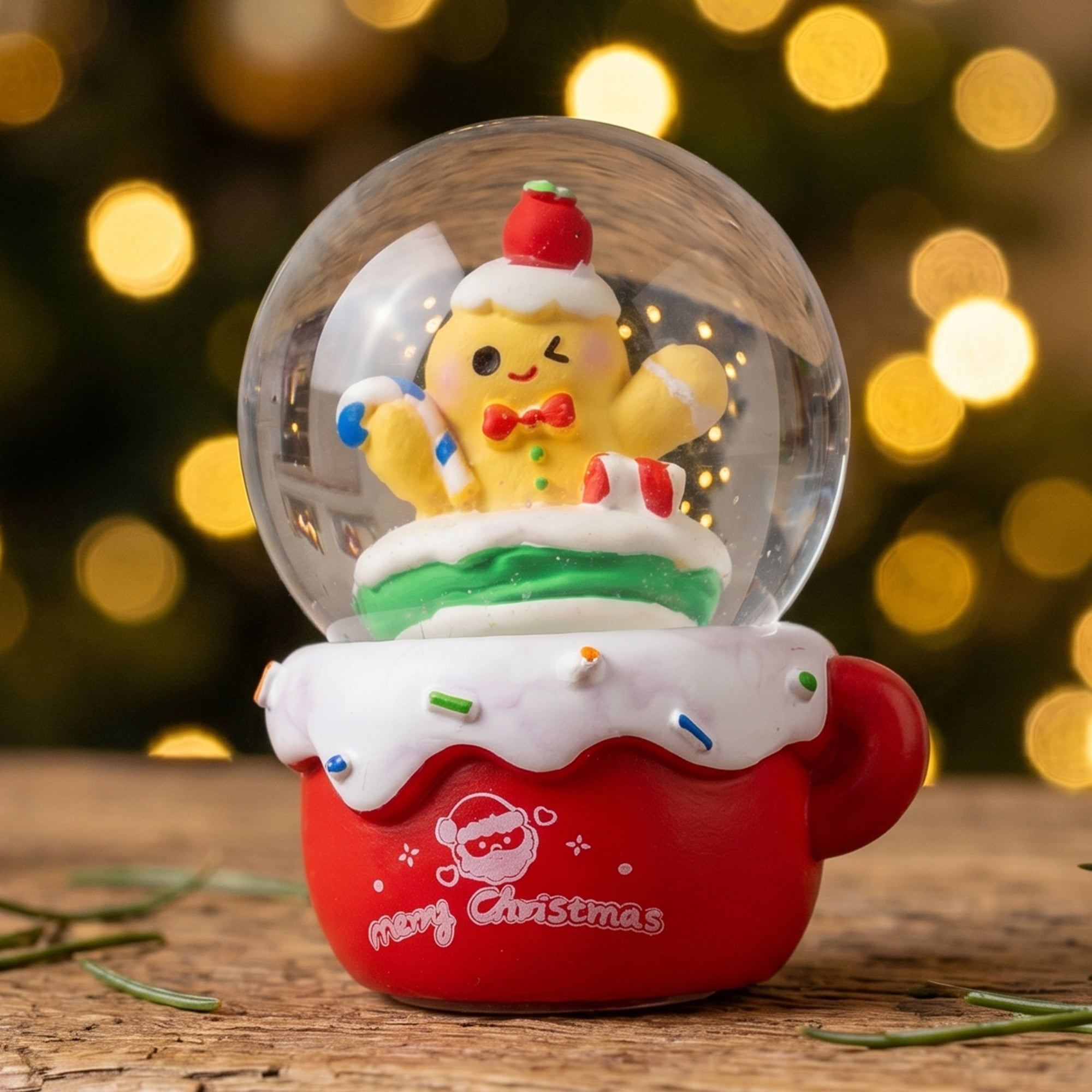 Unique Bargains Crystal Ball Shatterproof LED Glitter Snow Globe Red I 2.6" x 2.6" x 3.7"