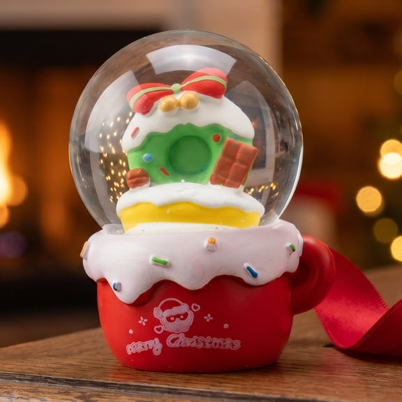 Unique Bargains Crystal Ball Shatterproof LED Glitter Snow Globe Red K 2.6" x 2.6" x 3.7"