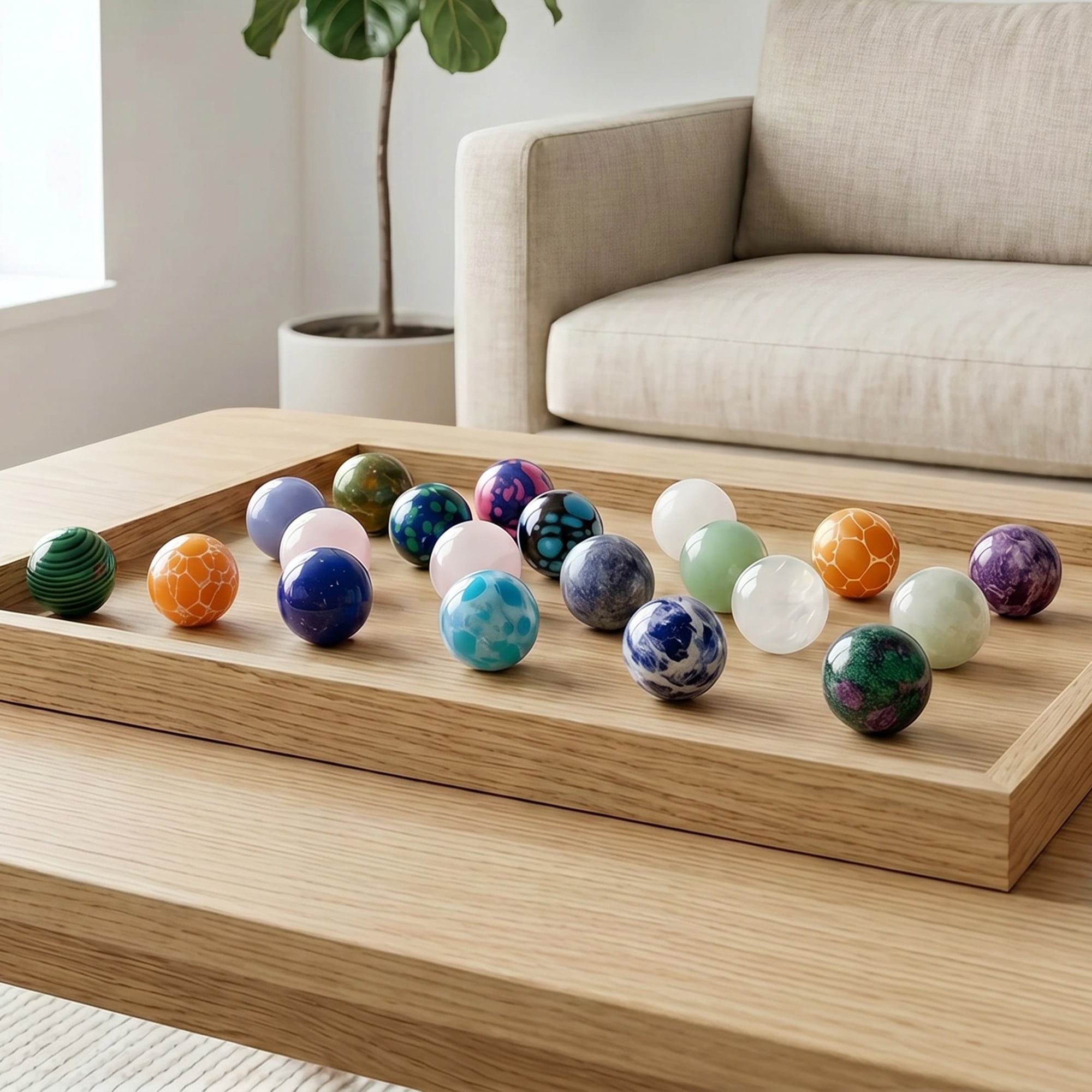 Unique Bargains Crystal Balls - 20 Pack Polished Gemstone Spheres and Orbs Multicolor 0.6"
