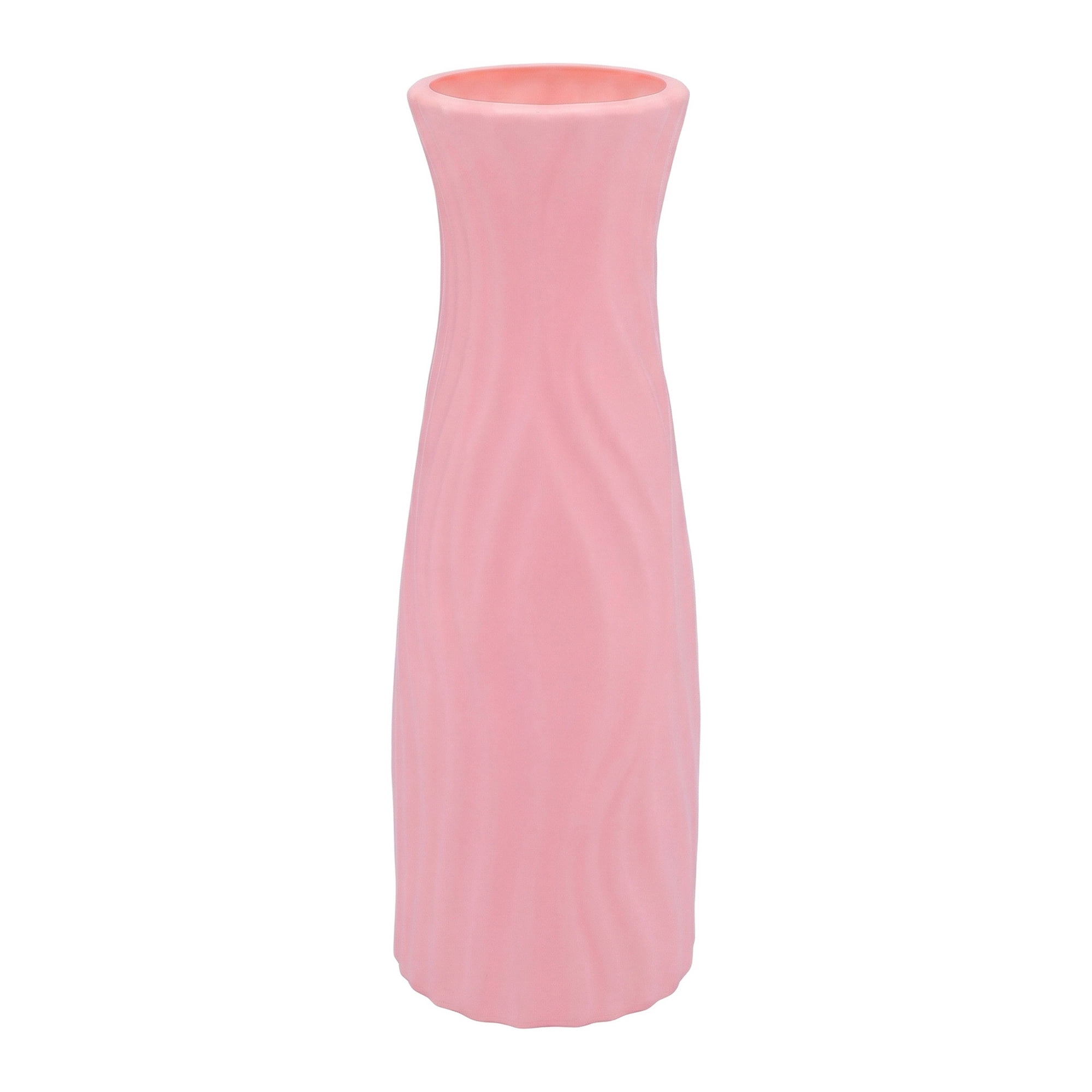 Unique Bargains Crystal Floral Slim Bloom Vase for Blossoms Pink 2.8"L x 2.8"W x 7.9"H