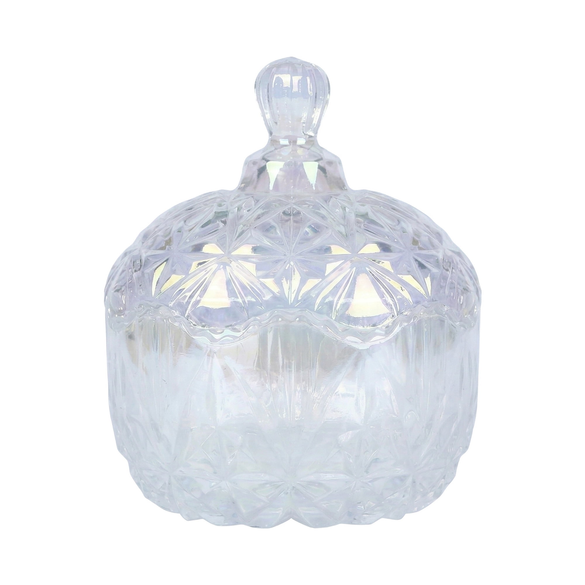 Unique Bargains Crystal Glass Candy Dish With Lid Vibrant Colors 4.1" x 4.1" x 5.5"