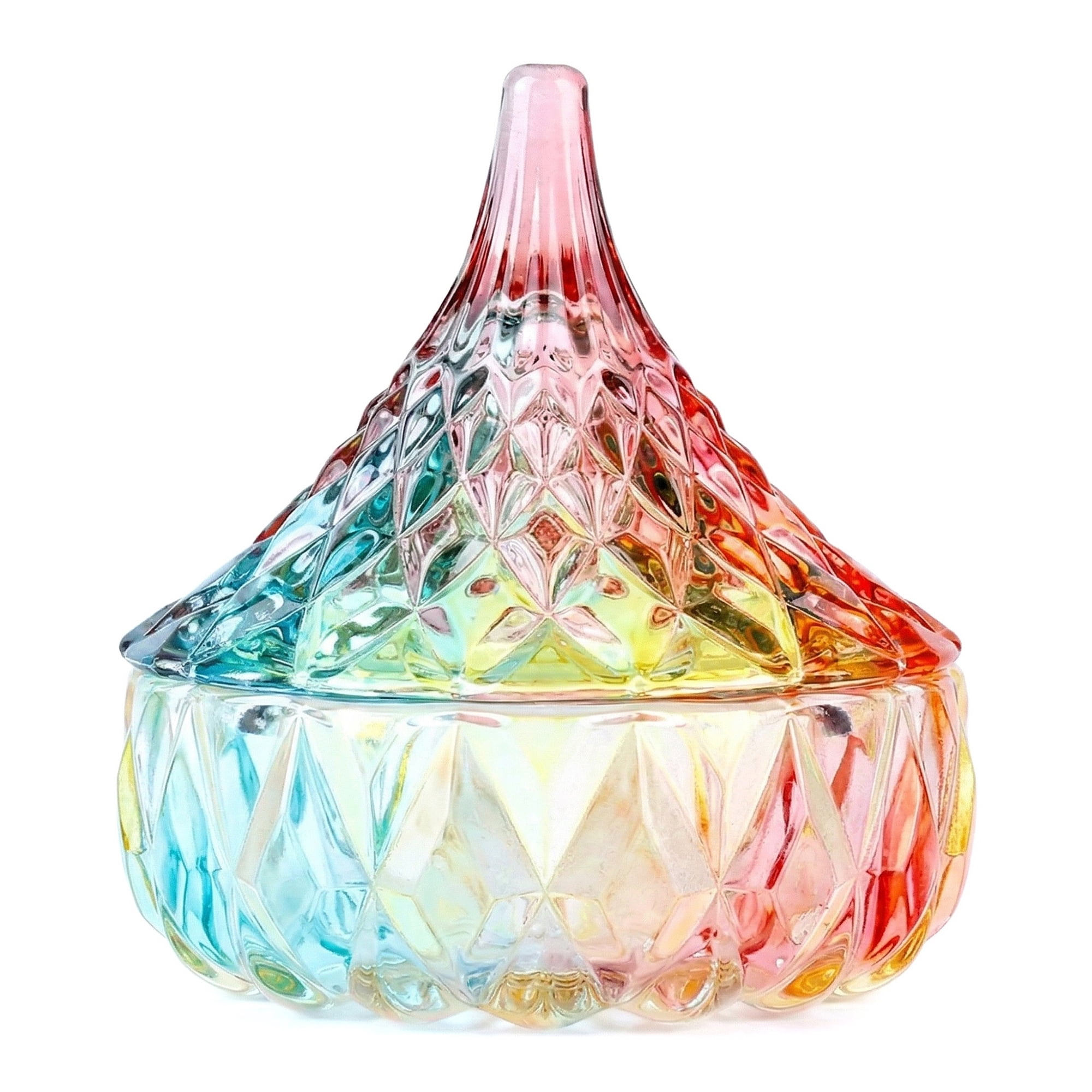 Unique Bargains Crystal Glass Storage Jar with Lid Jewelry Trinket Box Colorful
