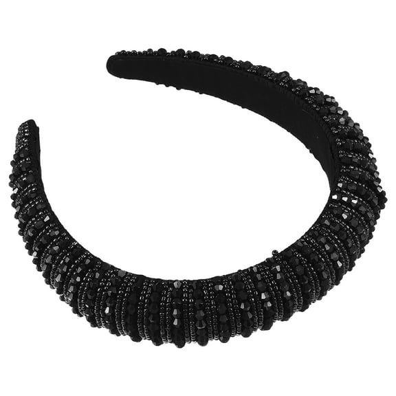 Unique Bargains Crystal Headband Rhinestone Hairband for Women 1.2 Inch Wide 1 Pcs Black