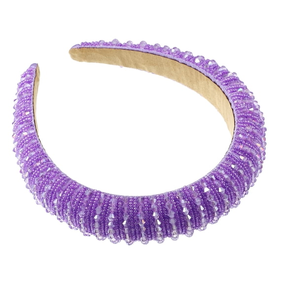 Unique Bargains Crystal Headband Rhinestone Hairband for Women 1.2 Inch Wide 1 Pcs Purple