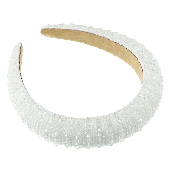 Unique Bargains Crystal Headband Rhinestone Hairband for Women White 1.2 Inch Wide 1 Pcs
