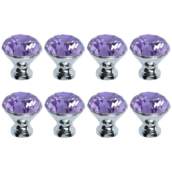 Unique Bargains Crystal Knobs Wardrobe Dresser Door Knobs Pull Handle for Home Kitchen Drawer Cupboard 8pcs Purple