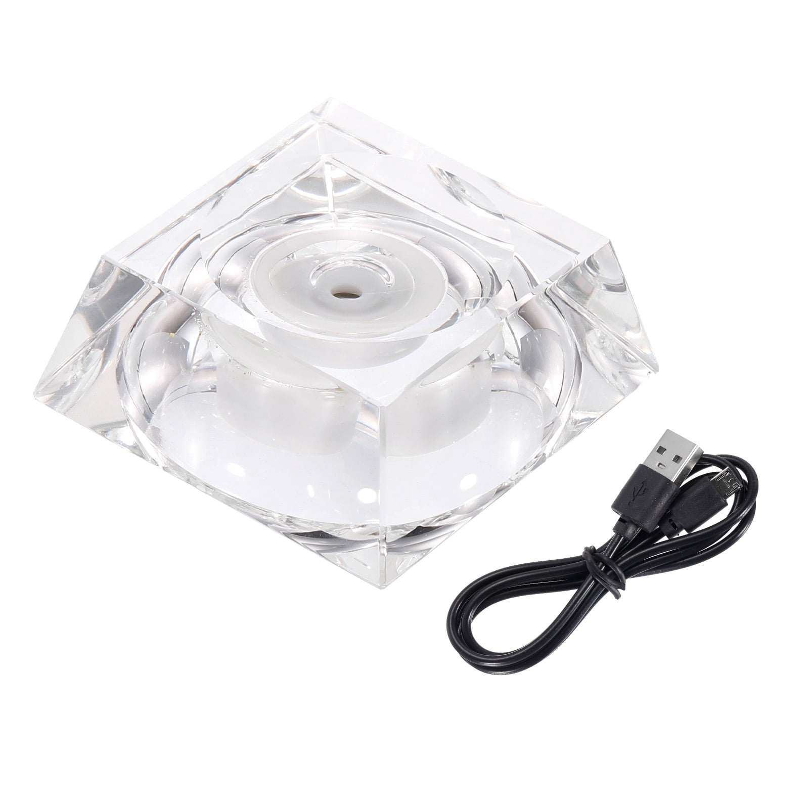 Unique Bargains Crystal LED Display Base with USB Charge 2.76" x 2.17" x 1.18"
