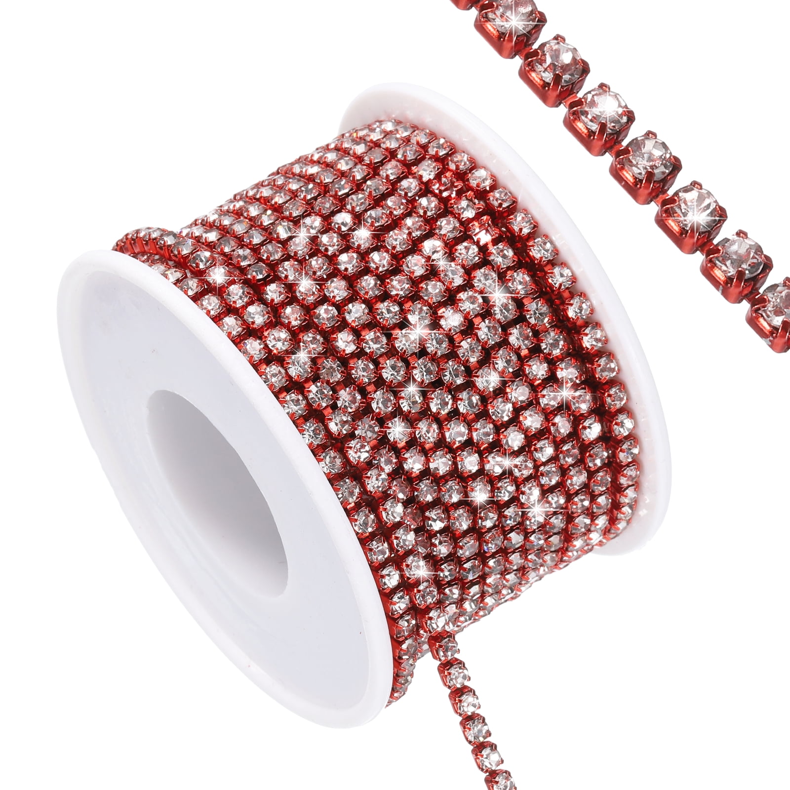 Unique Bargains Crystal Rhinestone Chain Trim for Jewelry Making Projects Red