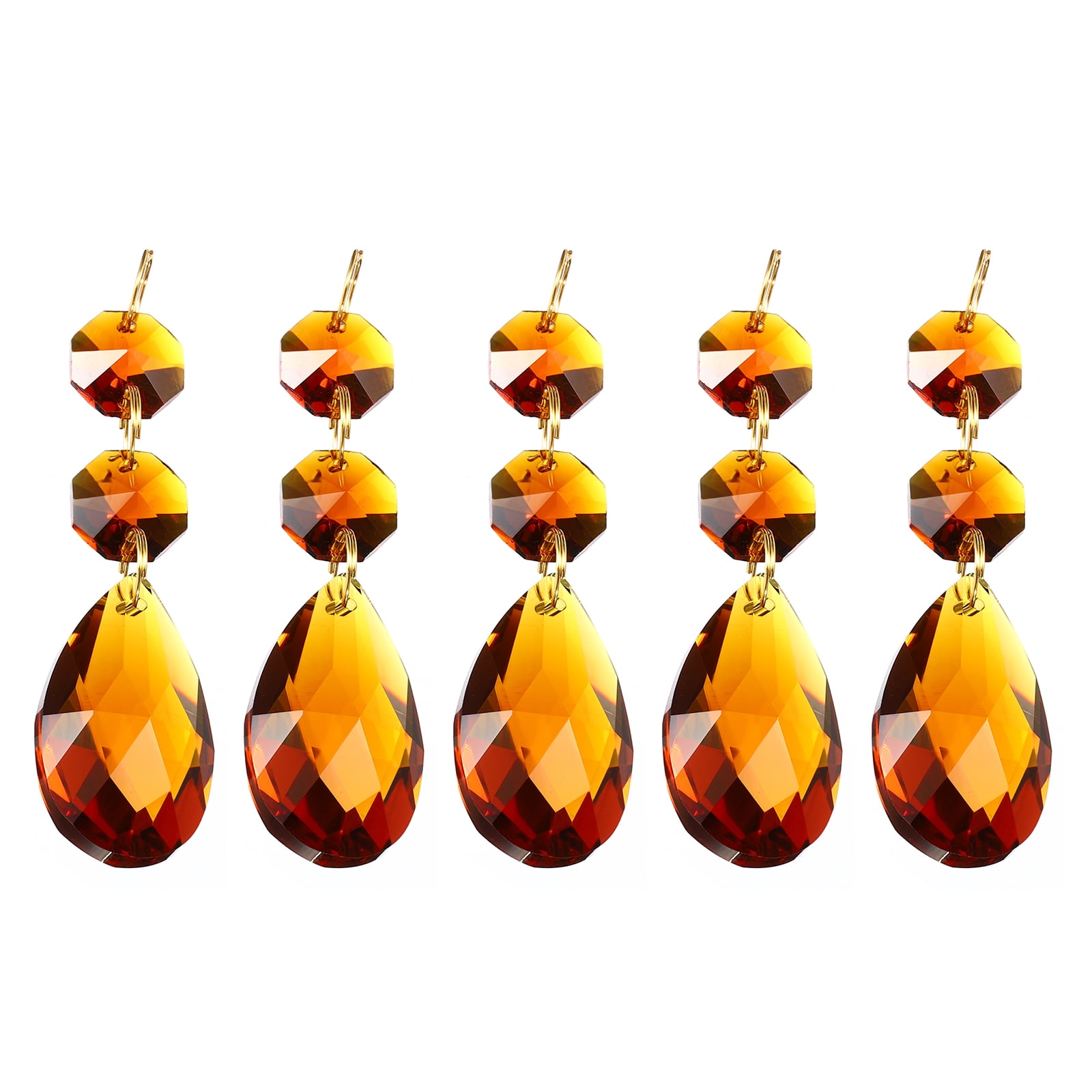 Unique Bargains Crystal Teardrop Chandelier Prisms Hanging Beads Brown