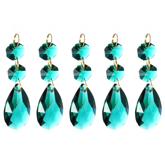 Unique Bargains Crystal Teardrop Chandelier Prisms Hanging Beads Dark Green