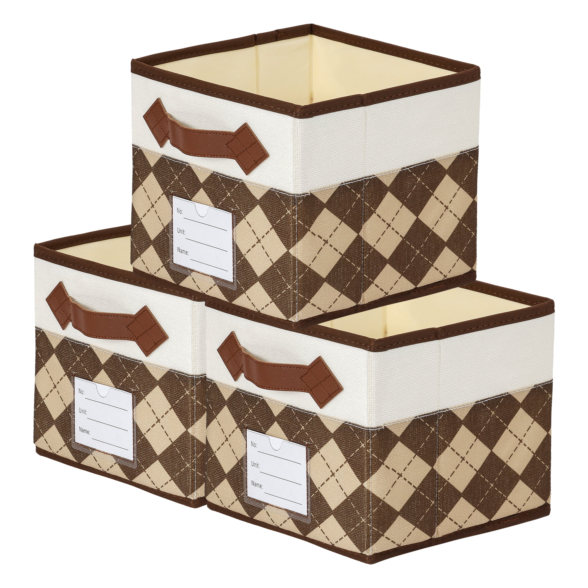 Unique Bargains Cube Collapsible Storage Basket for Organizing Clothes Books Beige Coffee
