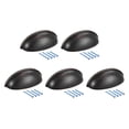 thumbnail image 1 of Unique Bargains Cup Drawer Handle Pull, 5 Pack Cup Pulls Black for Dresser Kitchen Furniture , 3" Hole Centers, w M4x35 M4x45 Screws, 1 of 5