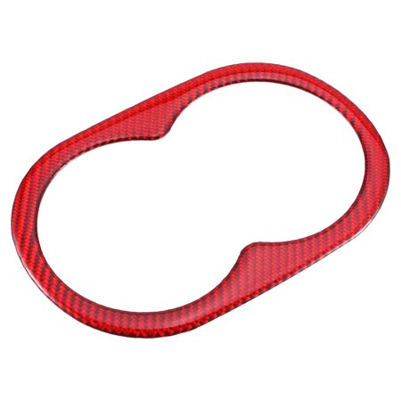 Unique Bargains Cup Holder Cup Decor Trim Interior Sticker for Dodge Challenger 2015-2023 Carbon Fiber Pattern Red