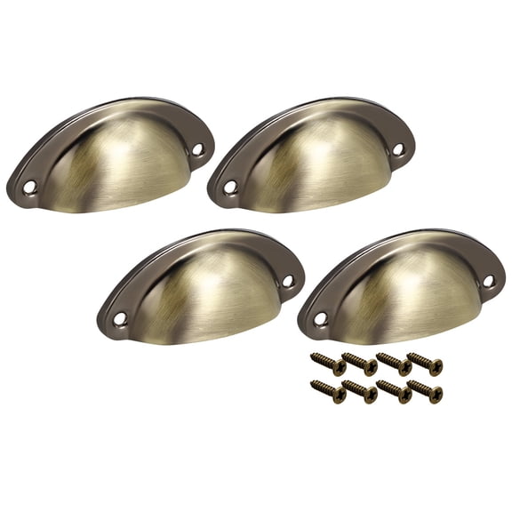 Unique Bargains Cup Pulls Carbon Steel Shell Pull Handles Bronze Tone for Dresser Kitchen