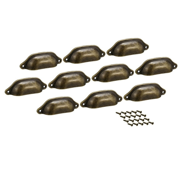 Uxcell Cup Drawer Pull Kitchen Cabinet Handles Bronze Tone, 83mm Hole Centers, 10 Pcs