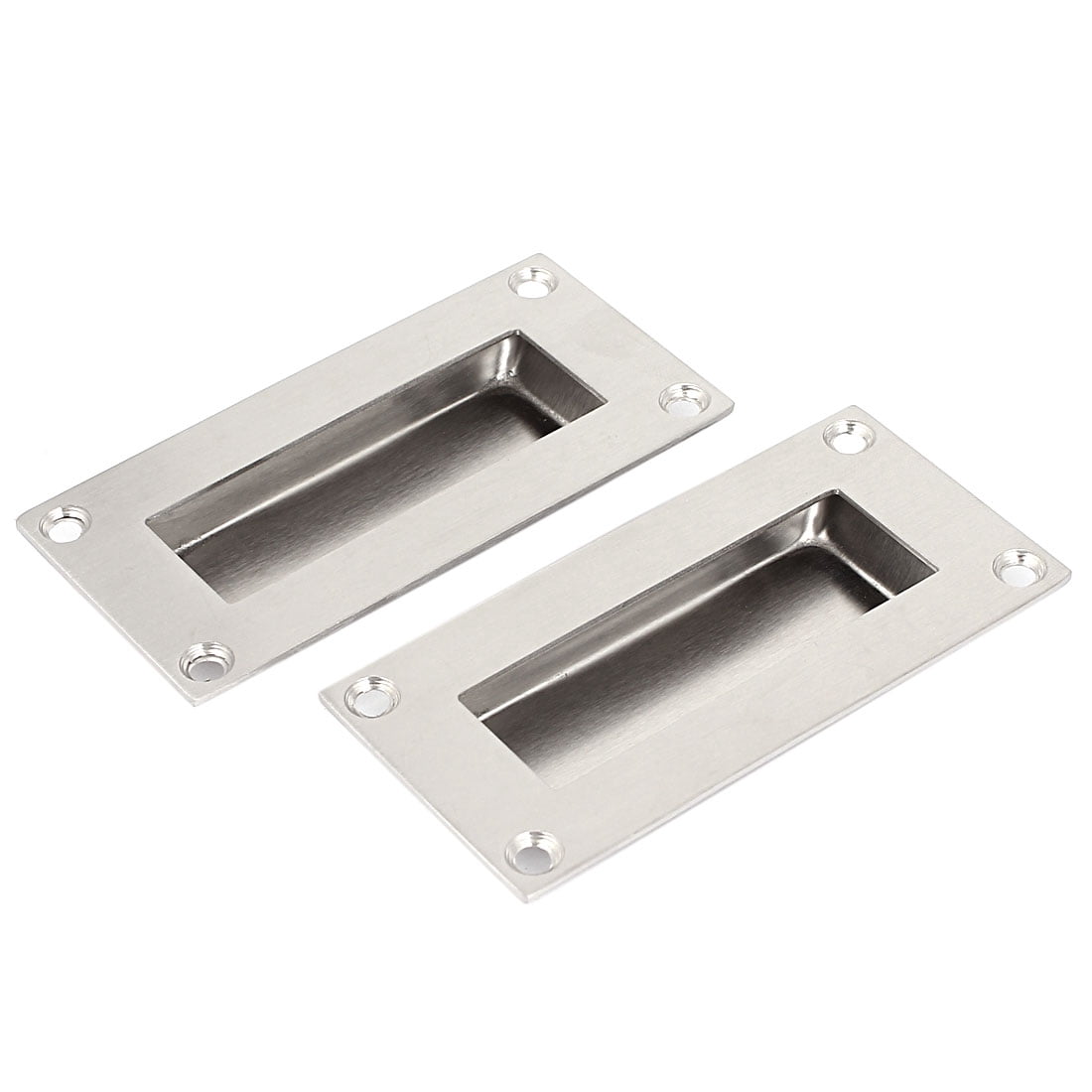 Unique Bargains Cupboard Door 52mm x 102mm Recessed Flush Pull Handle Hardware 2PCS