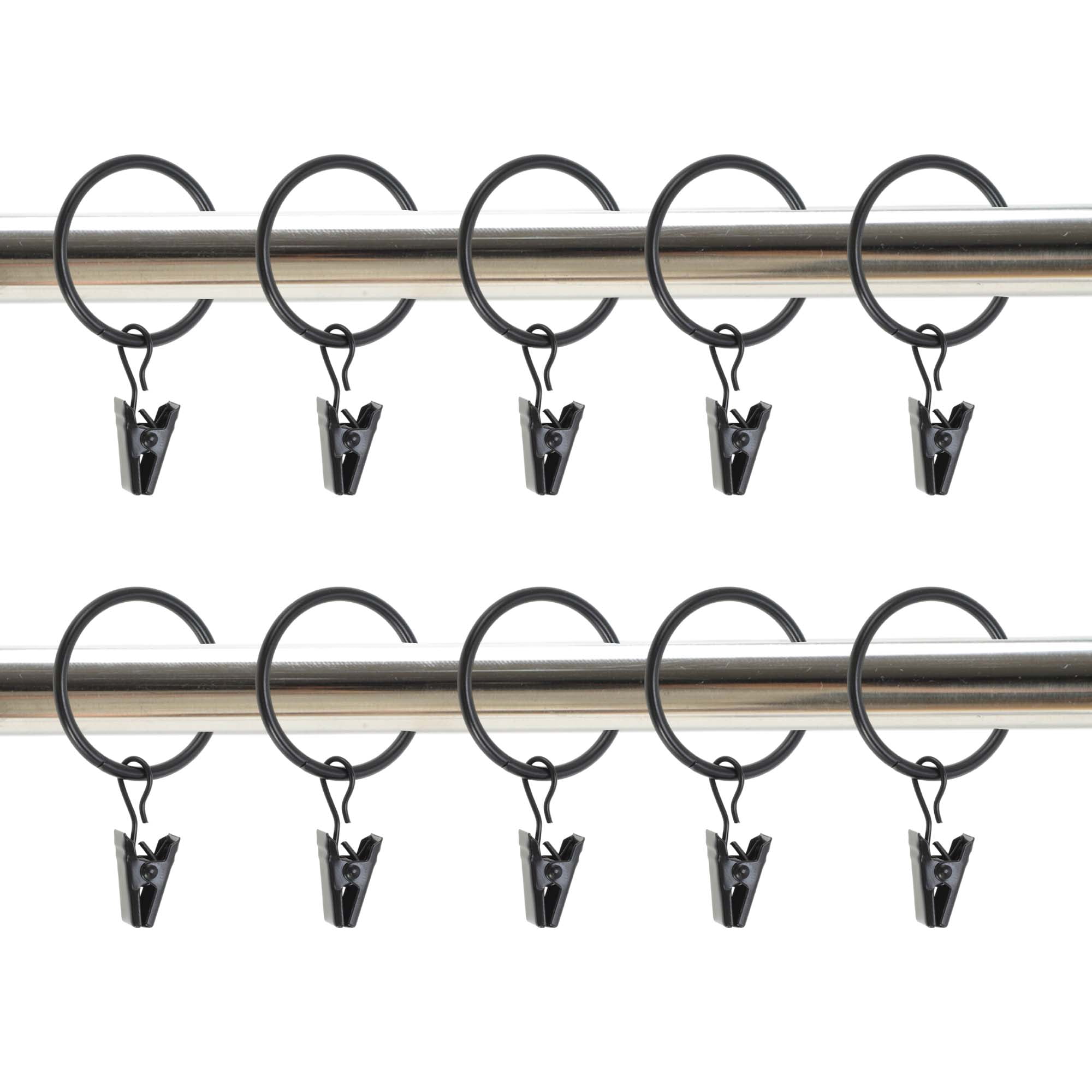 Unique Bargains Curtain Rings Iron Drapery Rings Black Thick 0.14" Inner D.1.26"