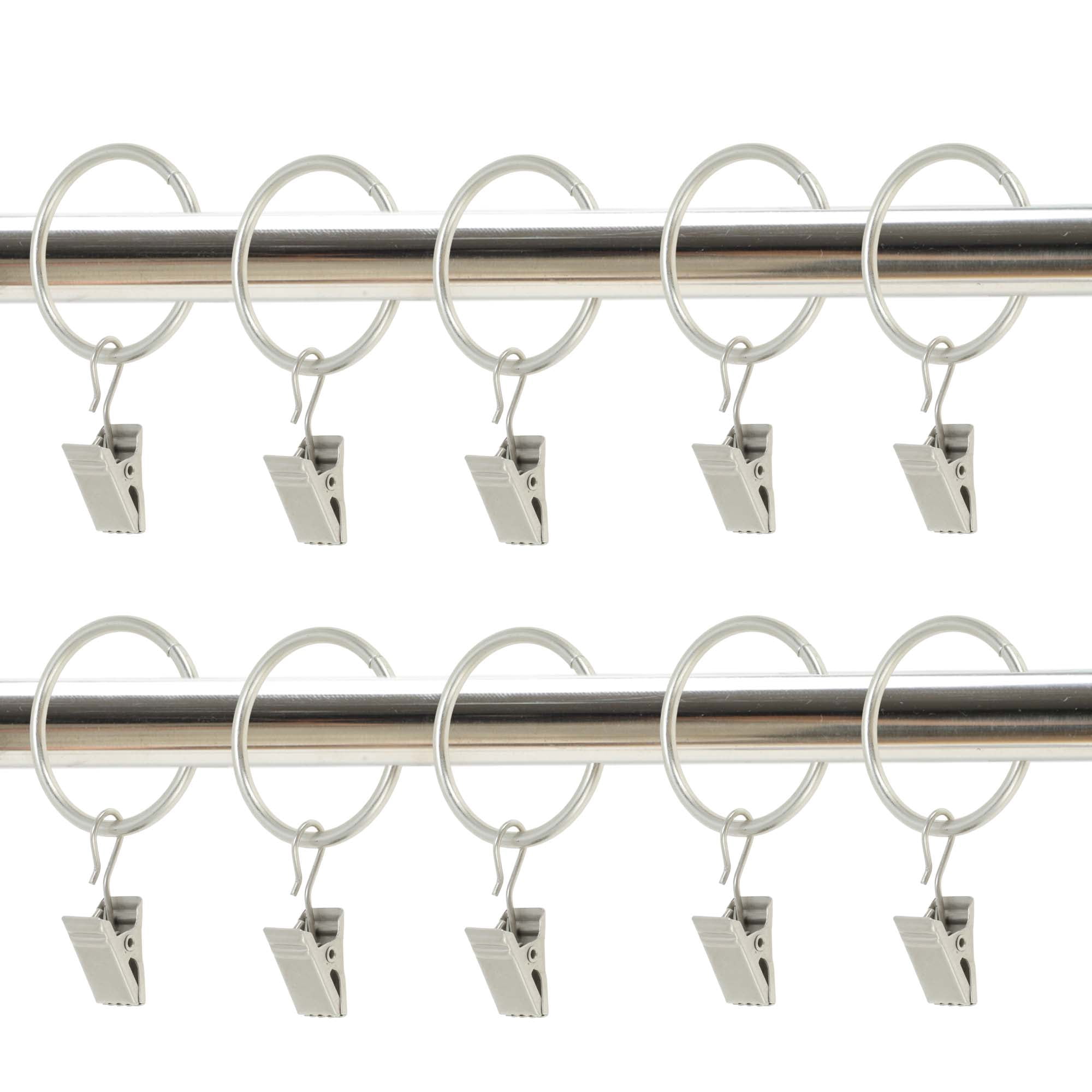 Unique Bargains Curtain Rings Iron Drapery Rings Fog Silver Thick 0.14" Inner D.1.5"