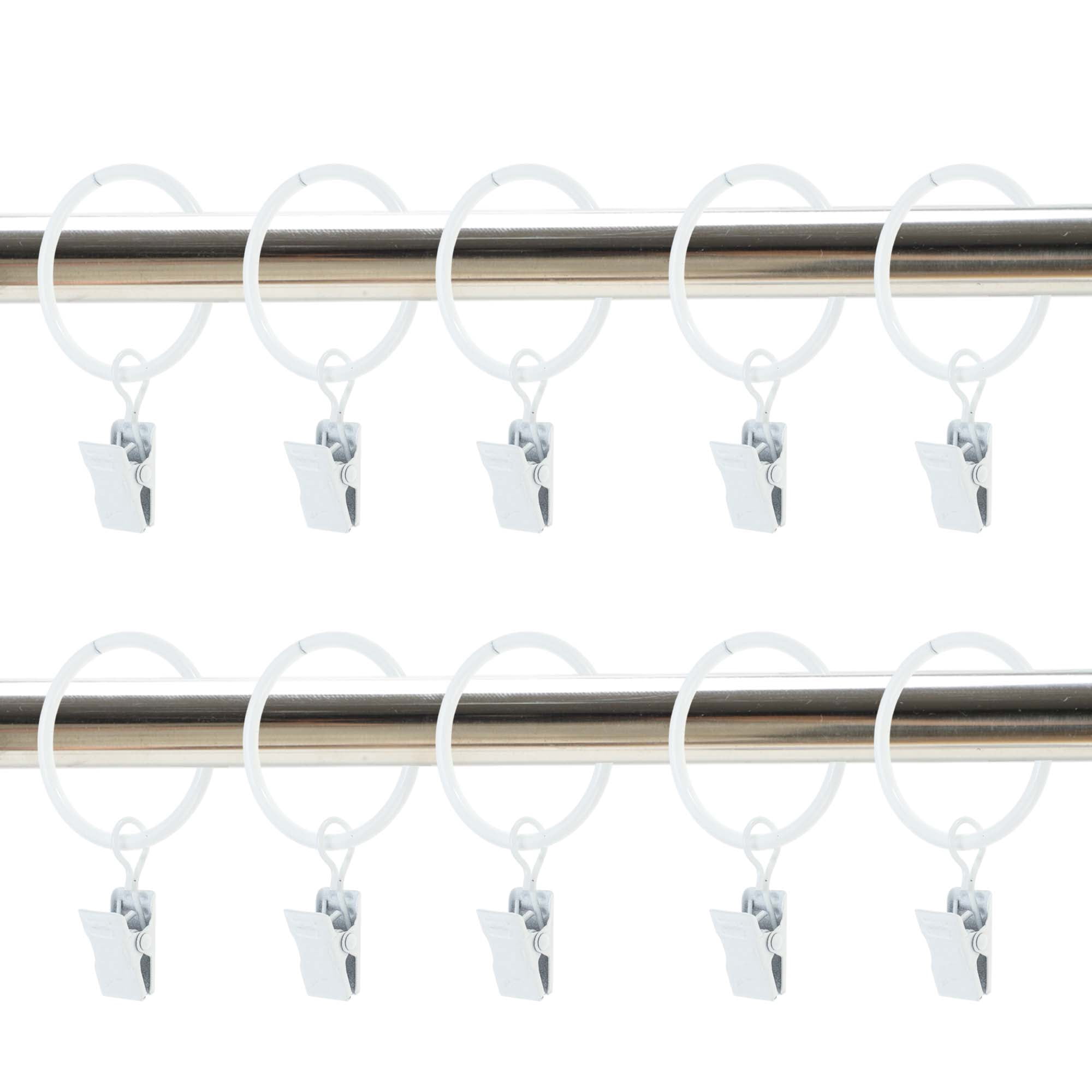 Unique Bargains Curtain Rings Iron Drapery Rings White Thick 0.16" Inner D.1.5"