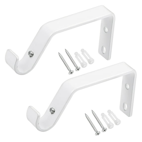 Unique Bargains Curtain Rod Bracket Iron Single Holder Support for 0.63" Drapery Rod 3.9" x 1.93" x 0.59" White 2Pcs