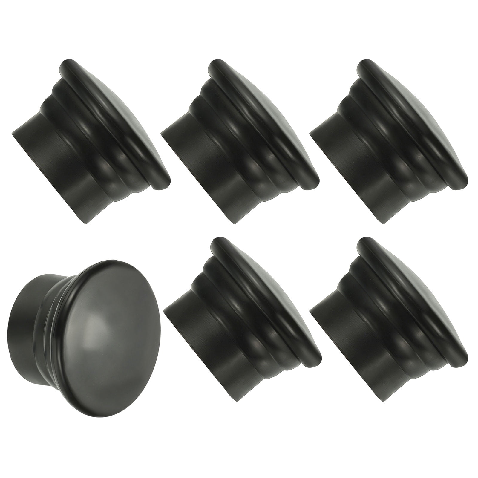 Unique Bargains Curtain Rod Ends Plastic Drapery Rail Pole Head Cap 26mm Black
