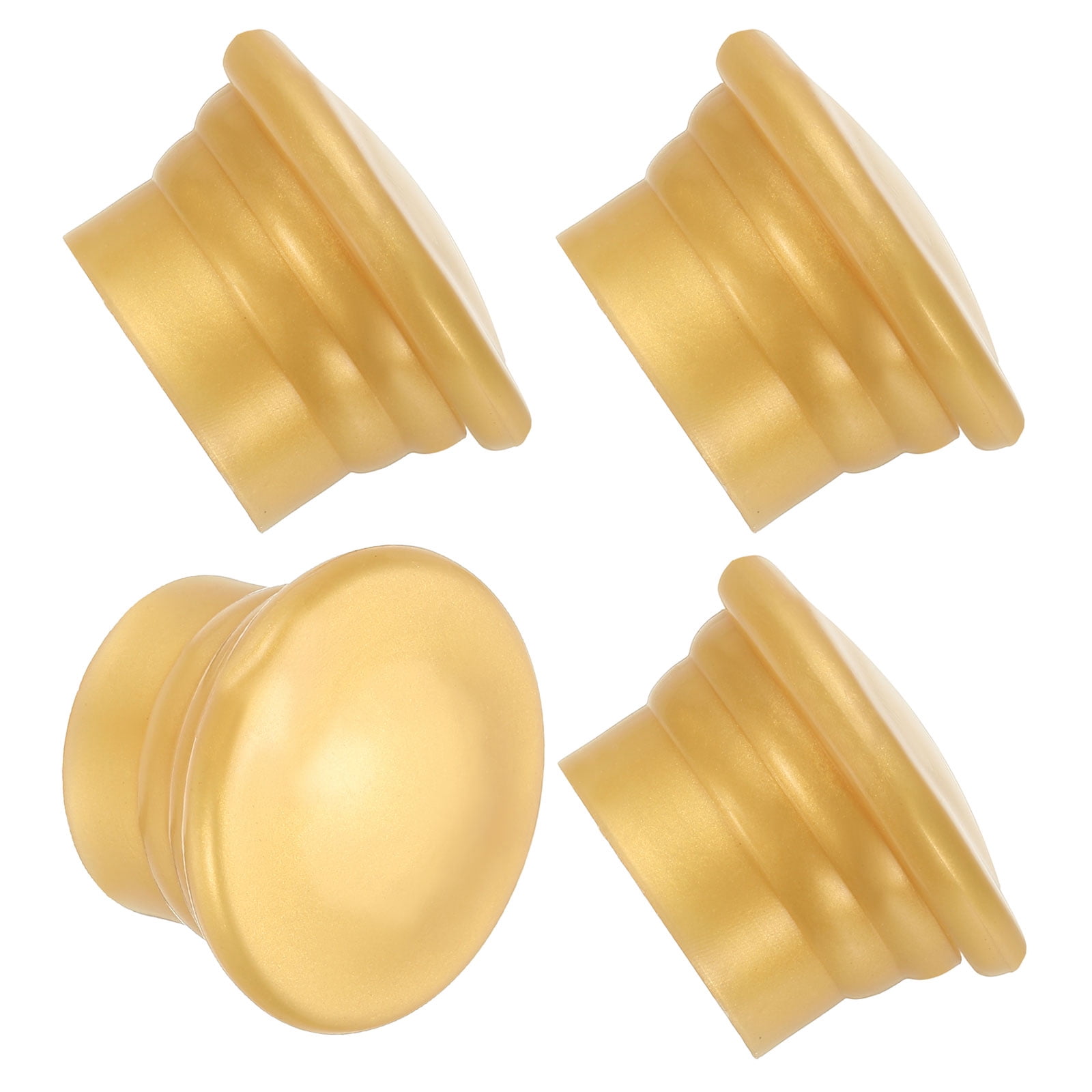 Unique Bargains Curtain Rod Ends Plastic Drapery Rail Pole Head Cap Finial Gold