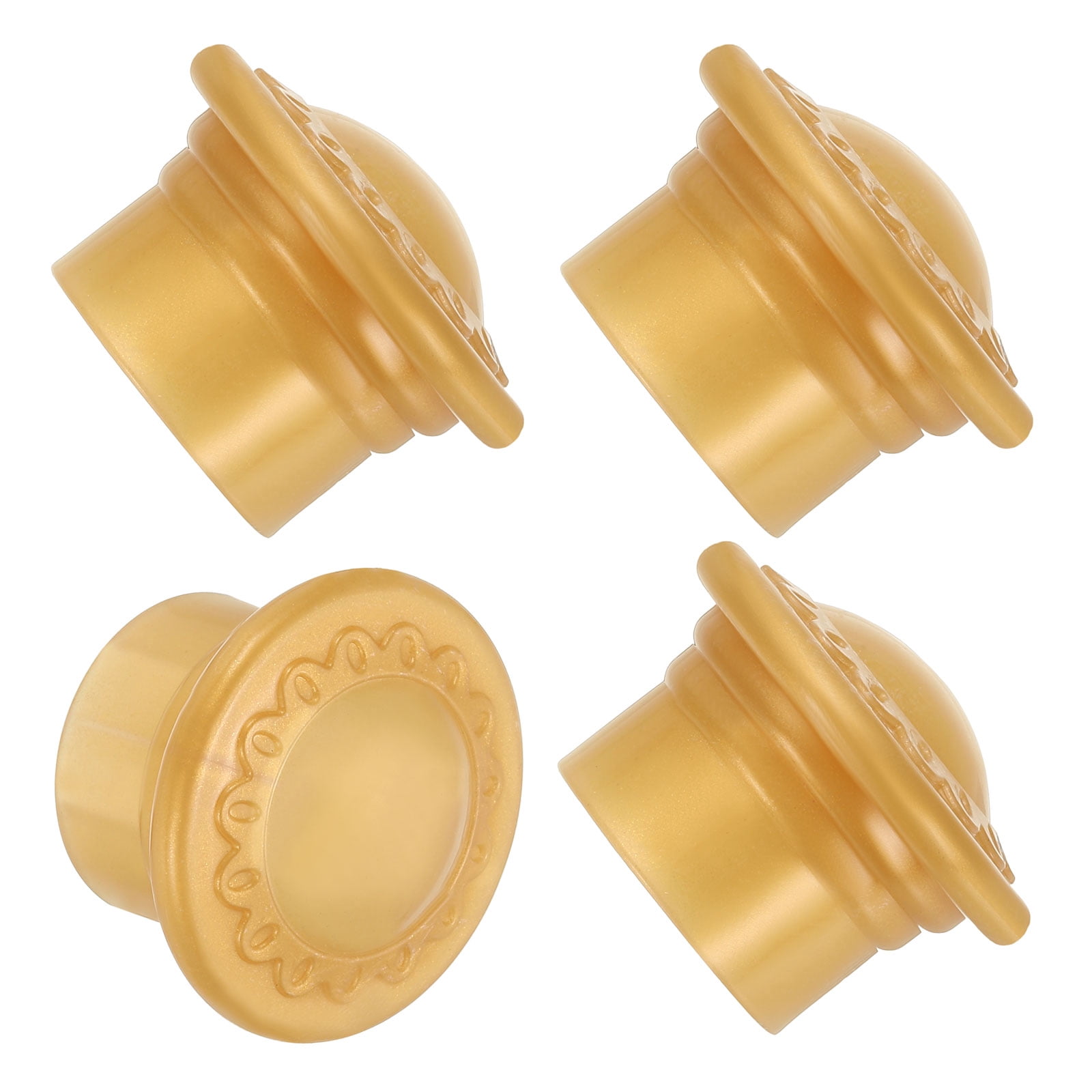 Unique Bargains Curtain Rod Ends Plastic Drapery Rail Pole Head Cap Modern Gold