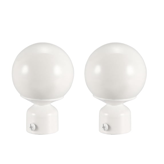 Unique Bargains Curtain Rod Finials Iron Ball Cap End for 28mm Drapery Poles White 90mm x 60mm 2 Pcs